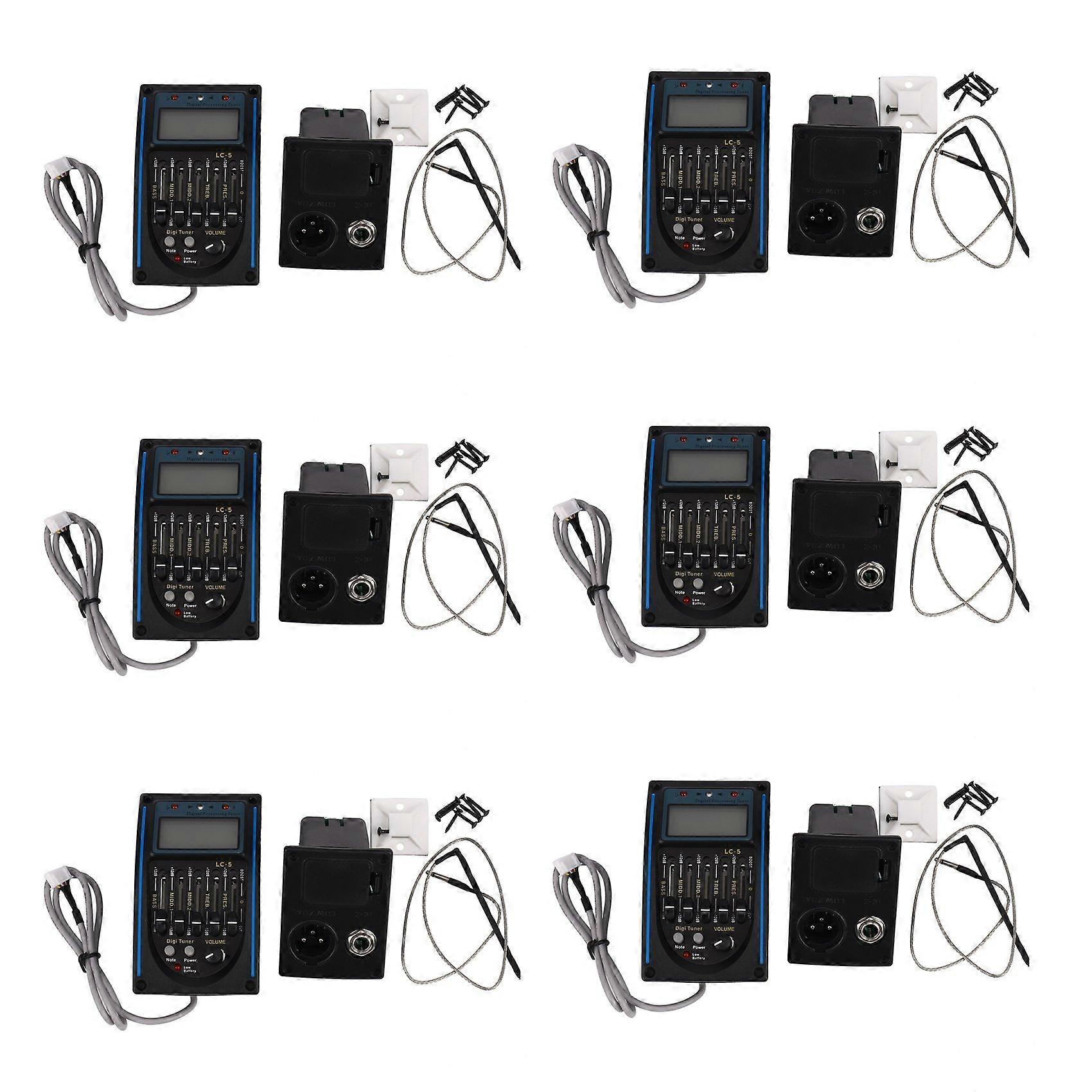 6X 5 Band EQ Equalizer Pickup, Acoustic Guitar Preamplifier Tuner with LCD Tuner and Volume Control