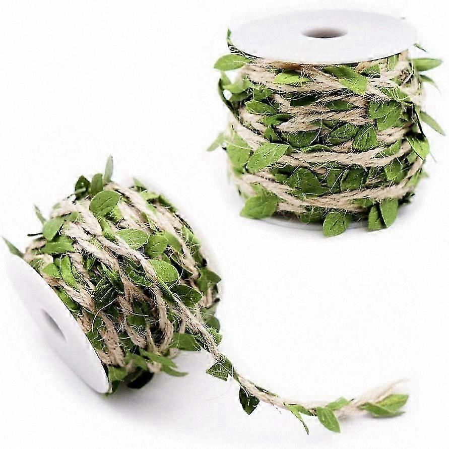 Artificial Vine Leaves Garland with Jute Twine for Wedding, Home, and Garden Decorative Wrapping