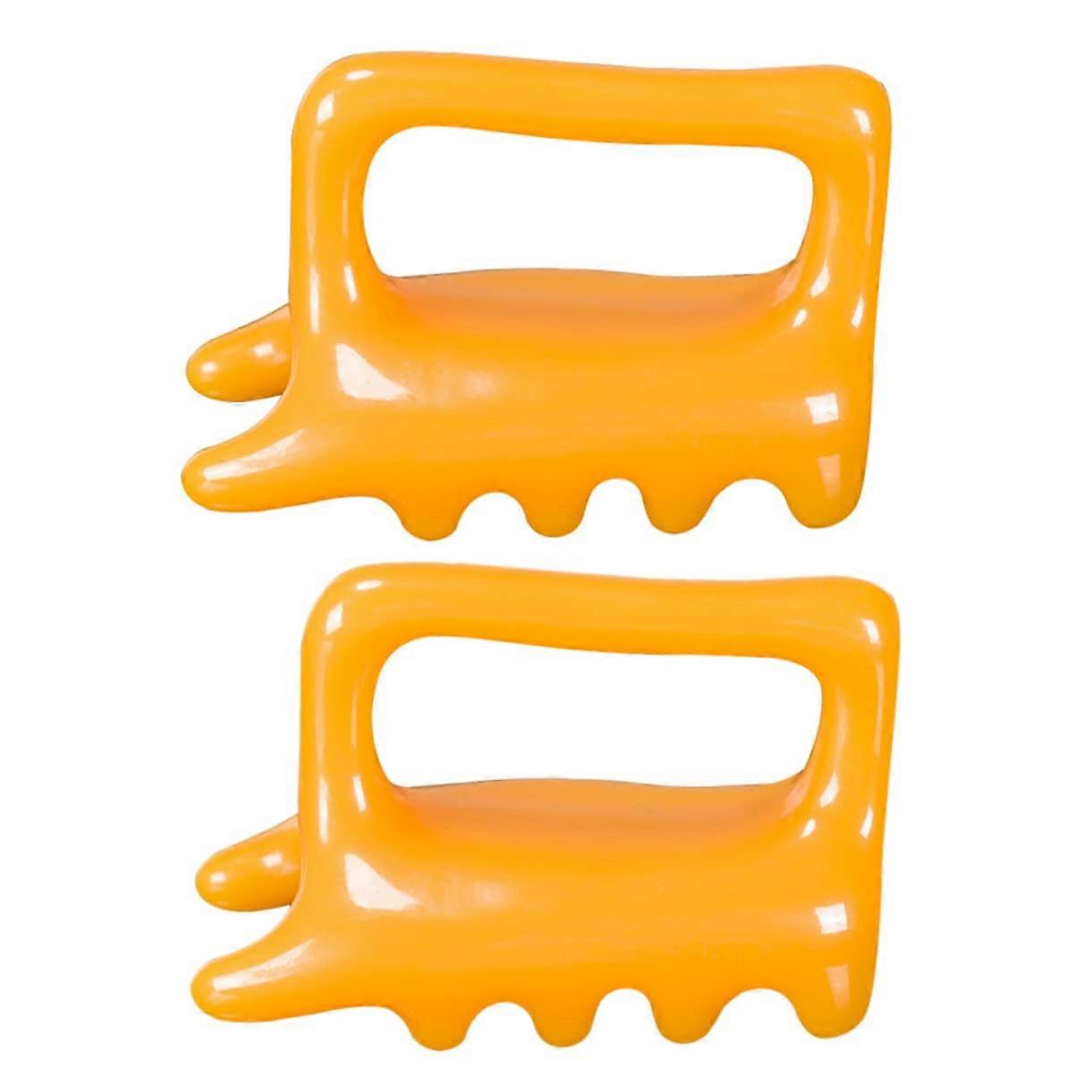 Massage Tools Pack of 2 - Handheld Neck and Head Massager, Yellow Resin for Scalp, Shoulder, and Back Relief