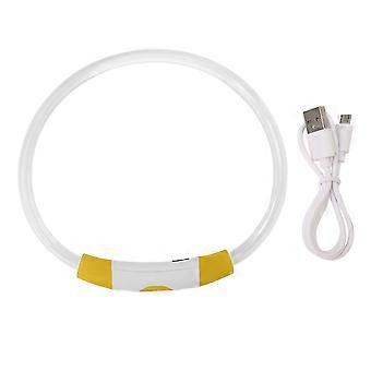 LED Dog Collar Rechargeable USB Flash Dog Necklace Glow Collar with Strong Light Transmission for Dogs Night Safety Yellow