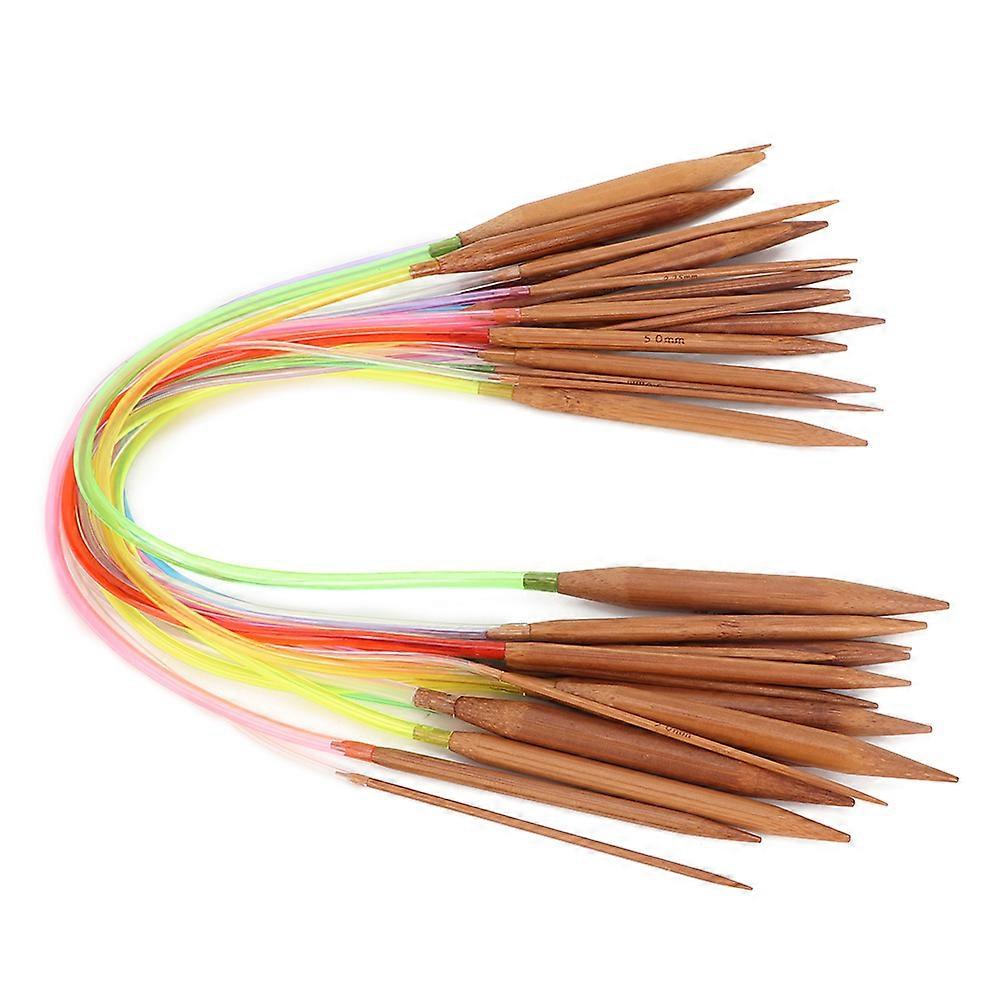 Multicolor Plastic Pipe Carbonized Double Annular Bamboo Sweater Needles(60 cm/23.6 in)
