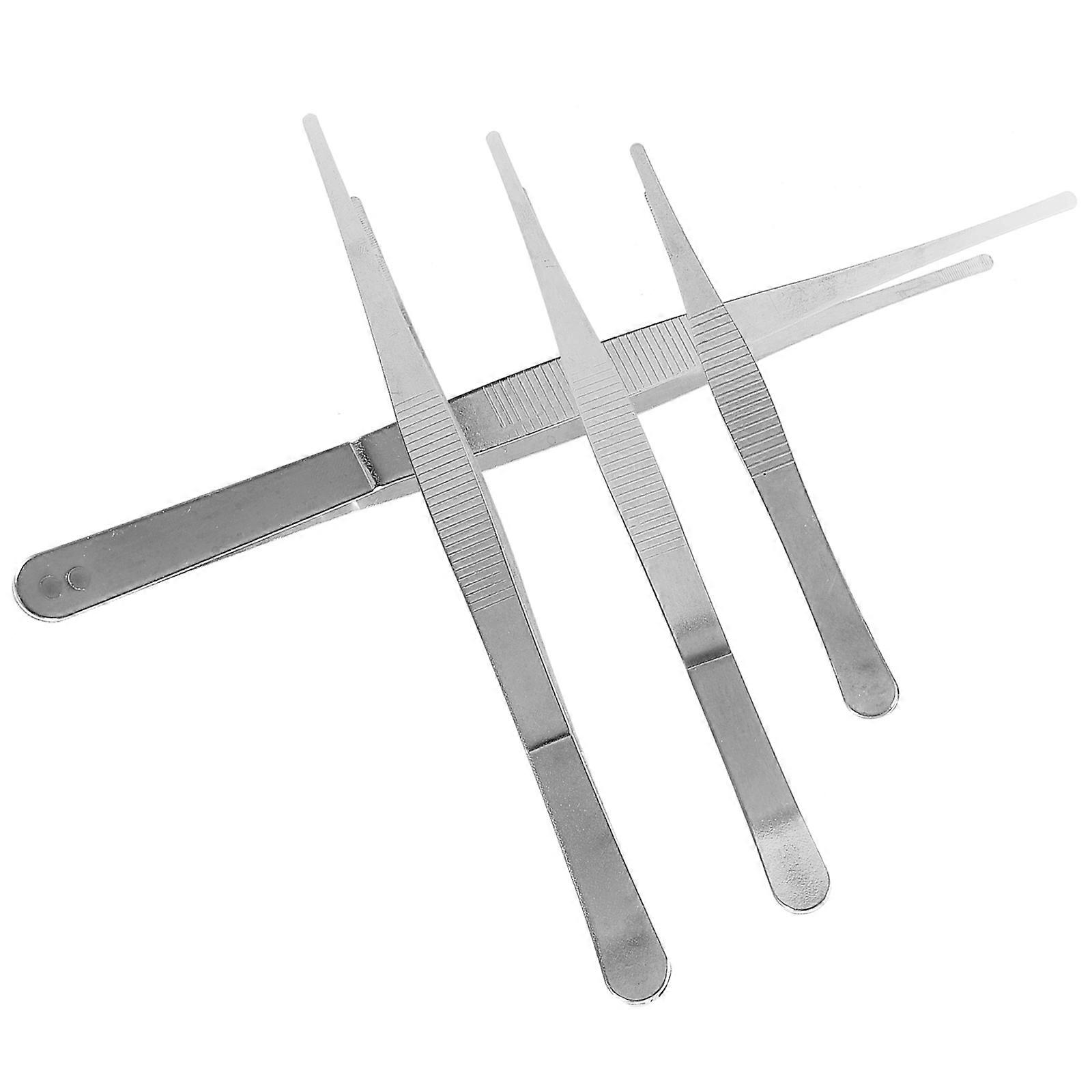 Stainless Steel Tweezers for Aquarium Use Lightweight Garden Tool Set of 4pcs Silver Color
