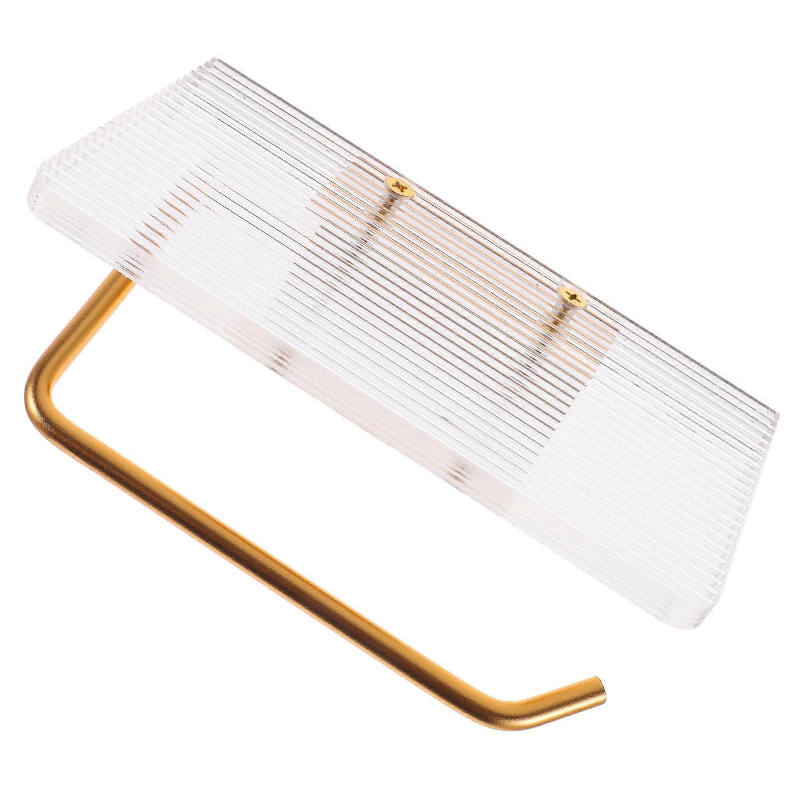 Wall Mount Paper Towel Holder with Shelf for Home Golden Acrylic and Aluminum Alloy 5 x 7 inches