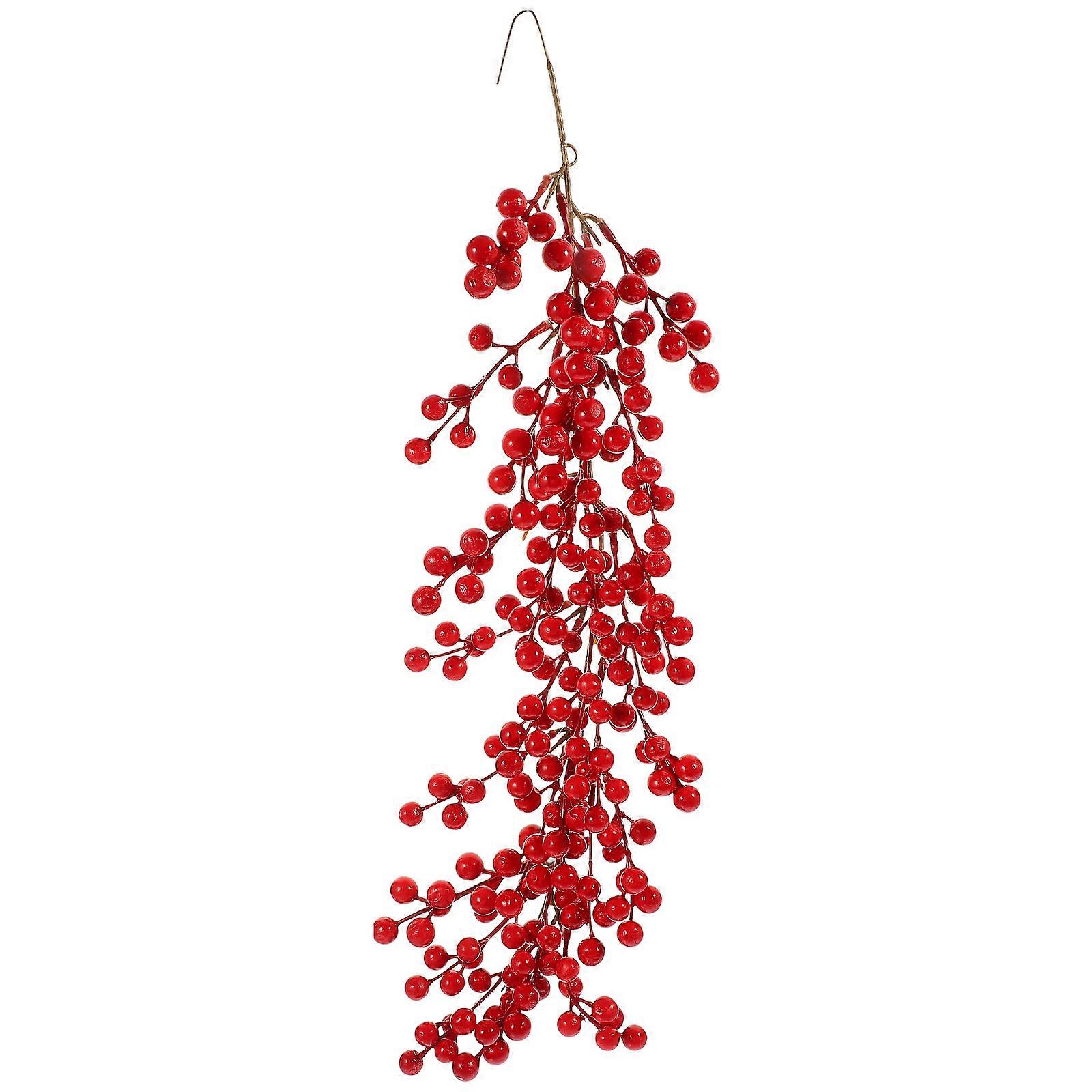 Red Artificial Berry Stem for Christmas Tree Decoration Foam Material Lightweight Perfect for Xmas