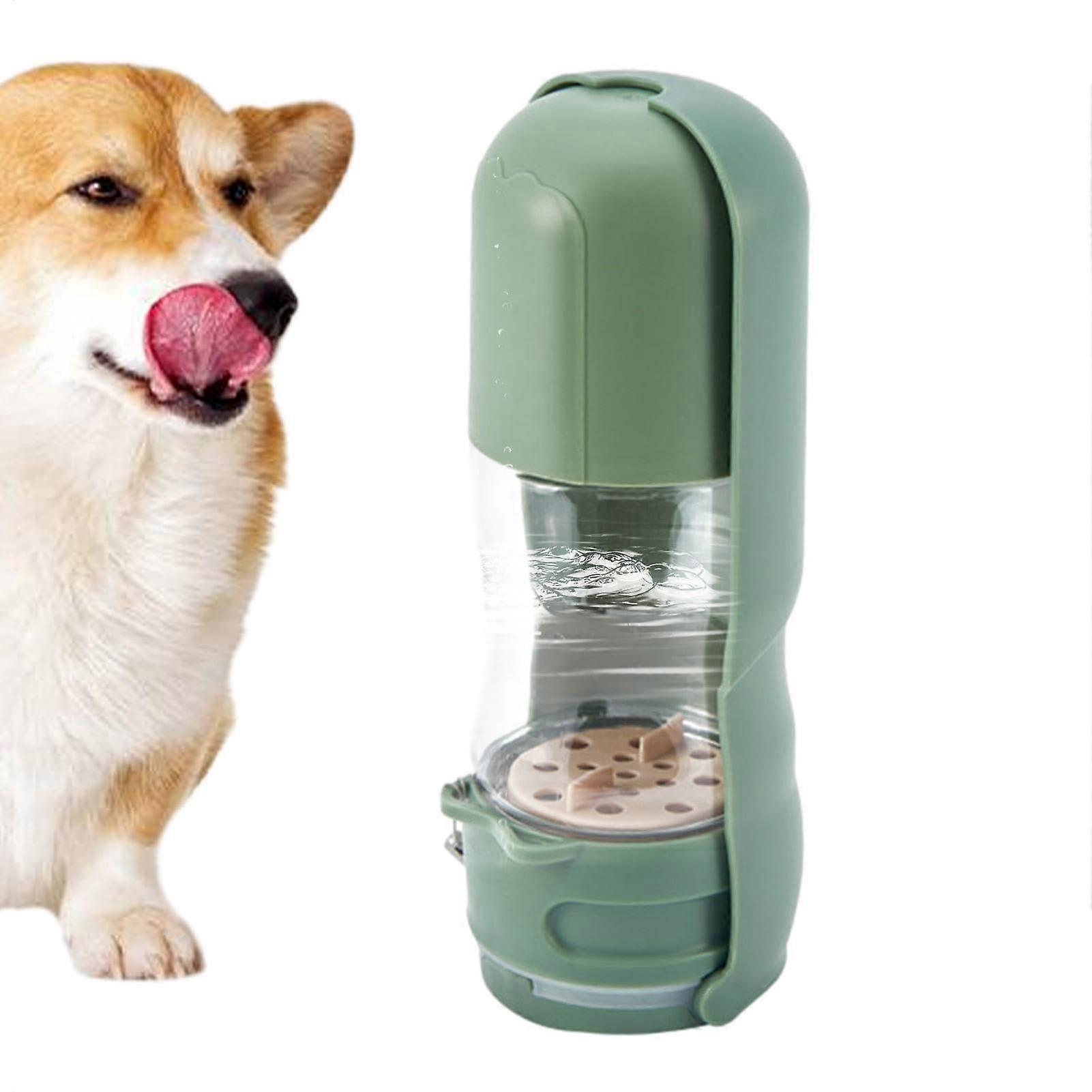 2 in 1 Dog Water Bottle Green Large With Built In Activated Carbon Filter For Walking And Hiking Pet Water Dispenser
