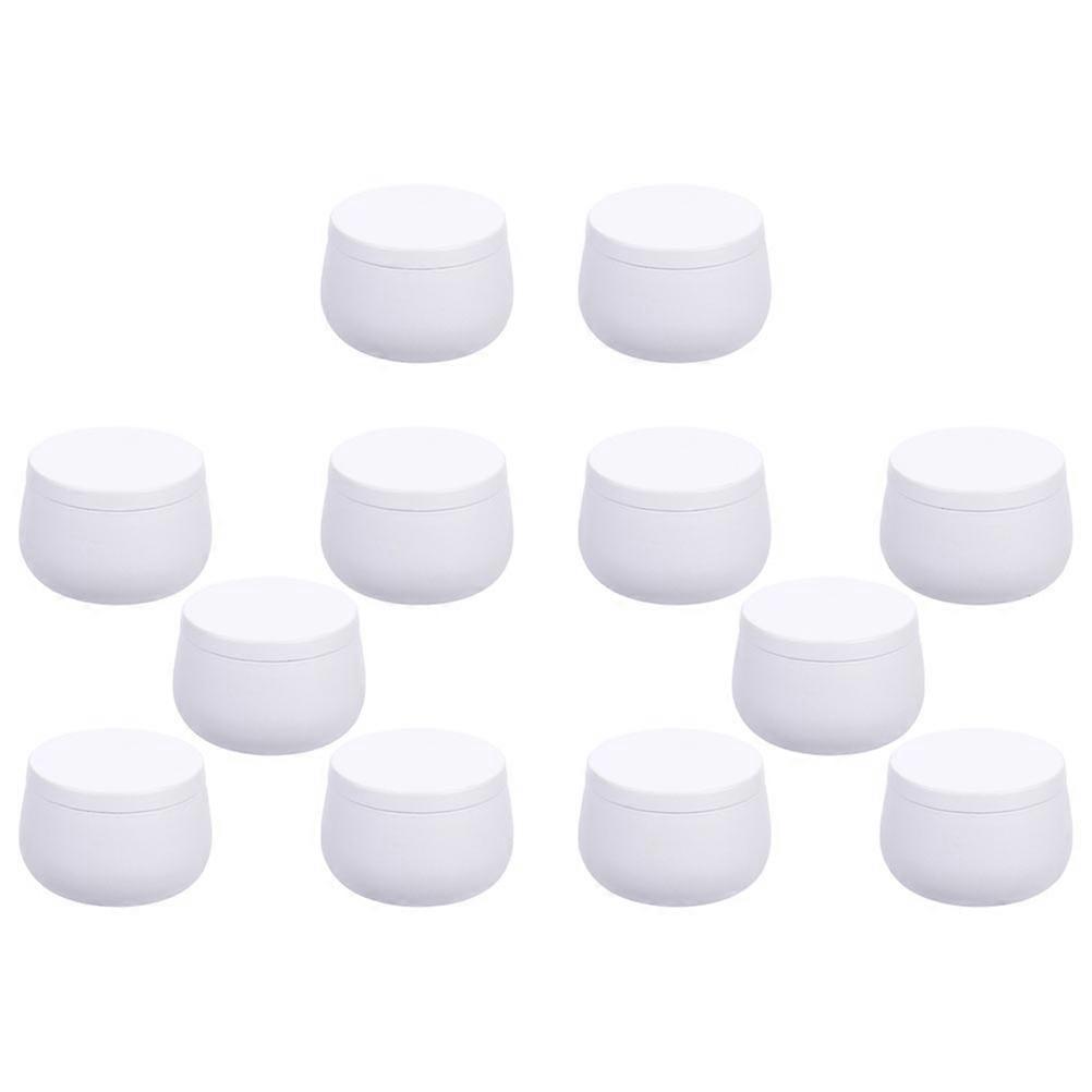 Round Sealed Cans 12Pcs White Tinplate Candies Packaging Boxes for Storage