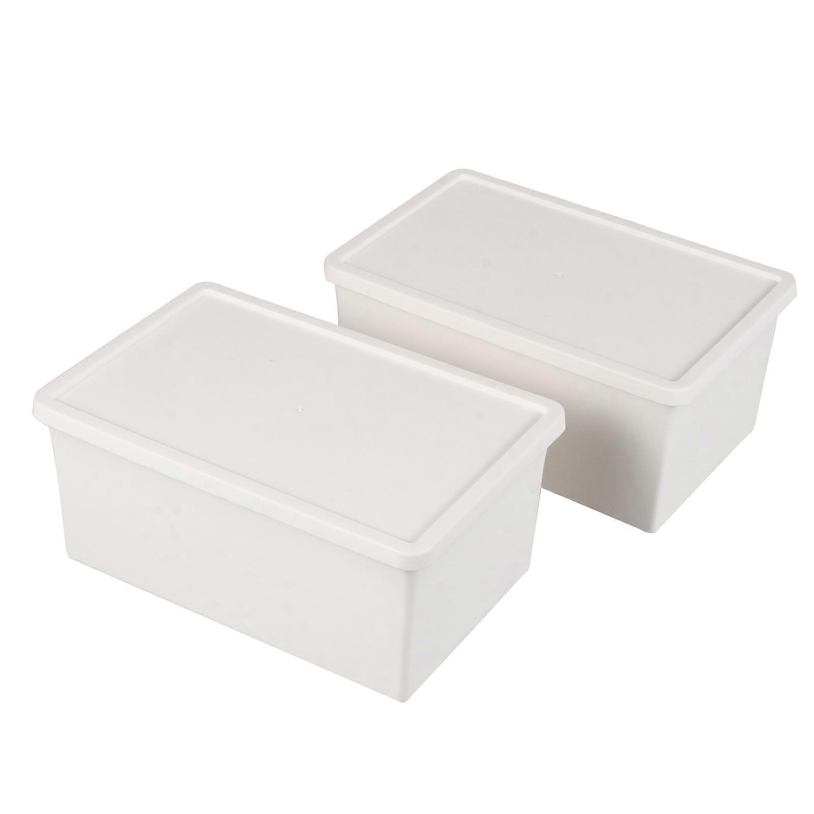 White Plastic Storage Boxes with Lid for Home Organization Made of PP Material 2 Pieces Small Size