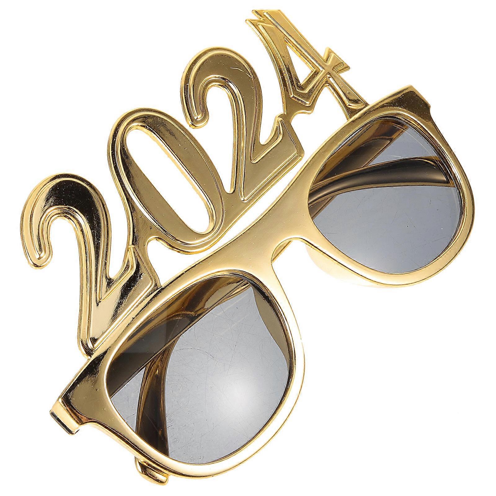Plastic Eyeglasses Prop For New Year's Eve Party Photo Props Featuring Golden Color In 14x8.5cm Size 1 Pair