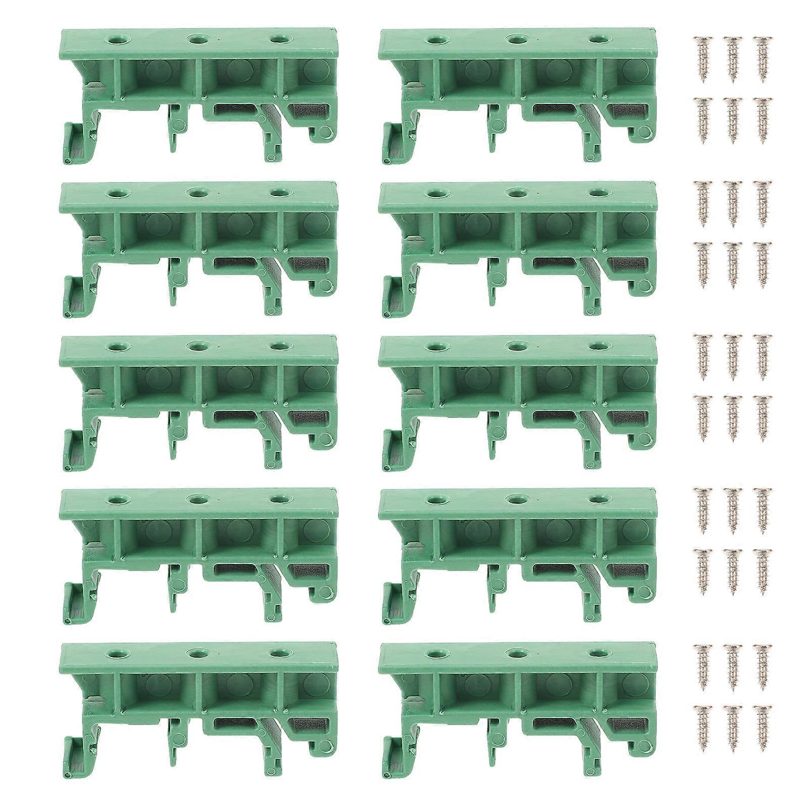 DIN Rail Mounting Adapter 10 Sets Green Style for PCB Components and Electrical Equipment 4.3X2.75X1CM and Reliable