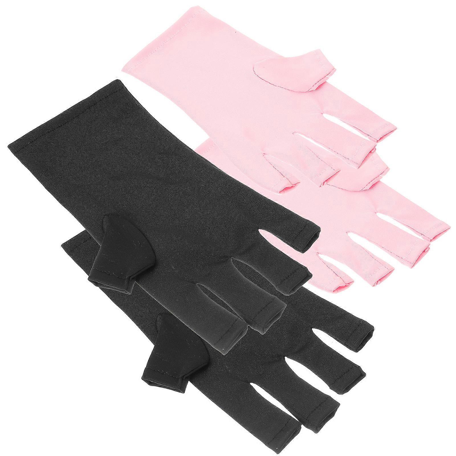 UV Protection Manicure Gloves Comfortable Polyester Material Assorted Color Size Fits Most Hands