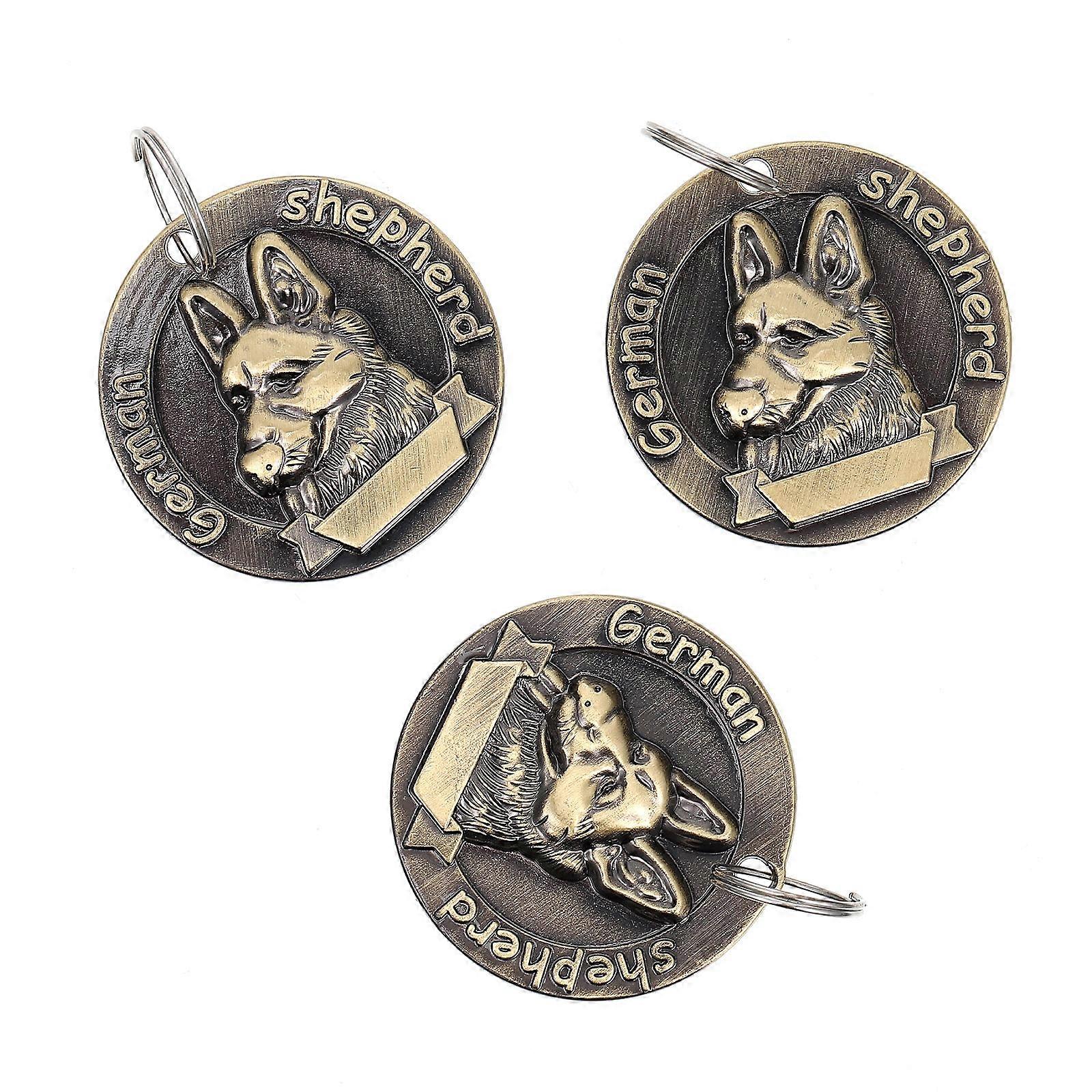Practical Pet Identity Tag 3Pcs Retro Hanging Tag For Pet Supplies Golden Square