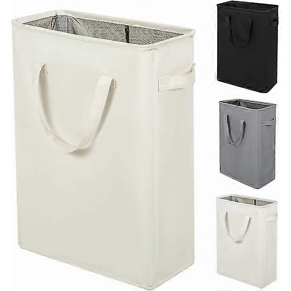 Long Foldable Laundry Basket with Handle 45L Beige