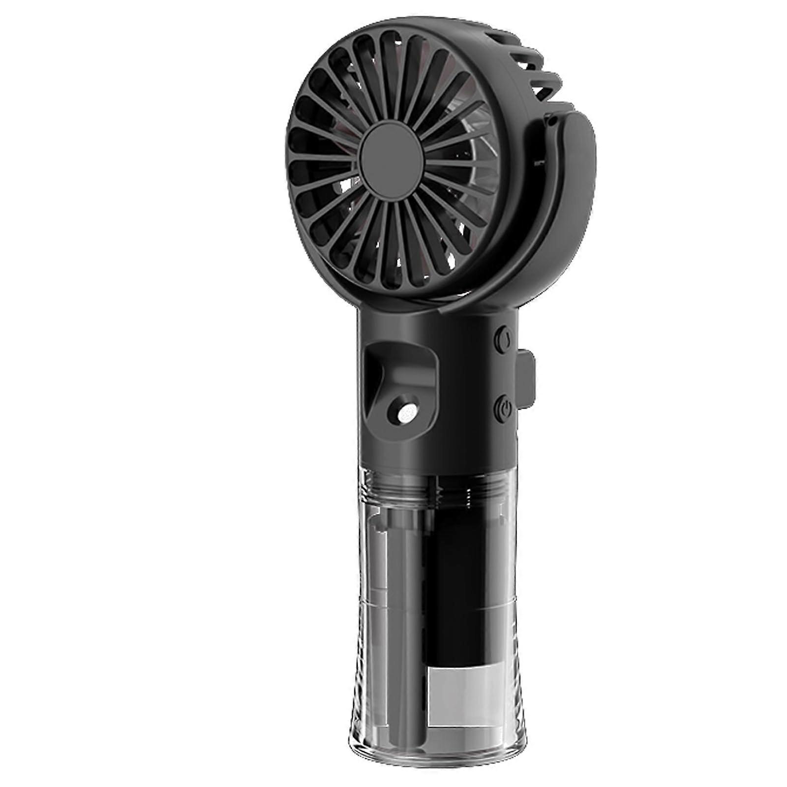 Handheld Fan, Portable Mini Fan with Water Mist, USB Rechargeable Electric Hand Fan, 4 Speed Small Travel Fan in Black