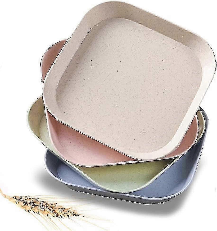 4 X 15cm Square Wheat Straw Plates, Unbreakable And Lightweight, For Appeti