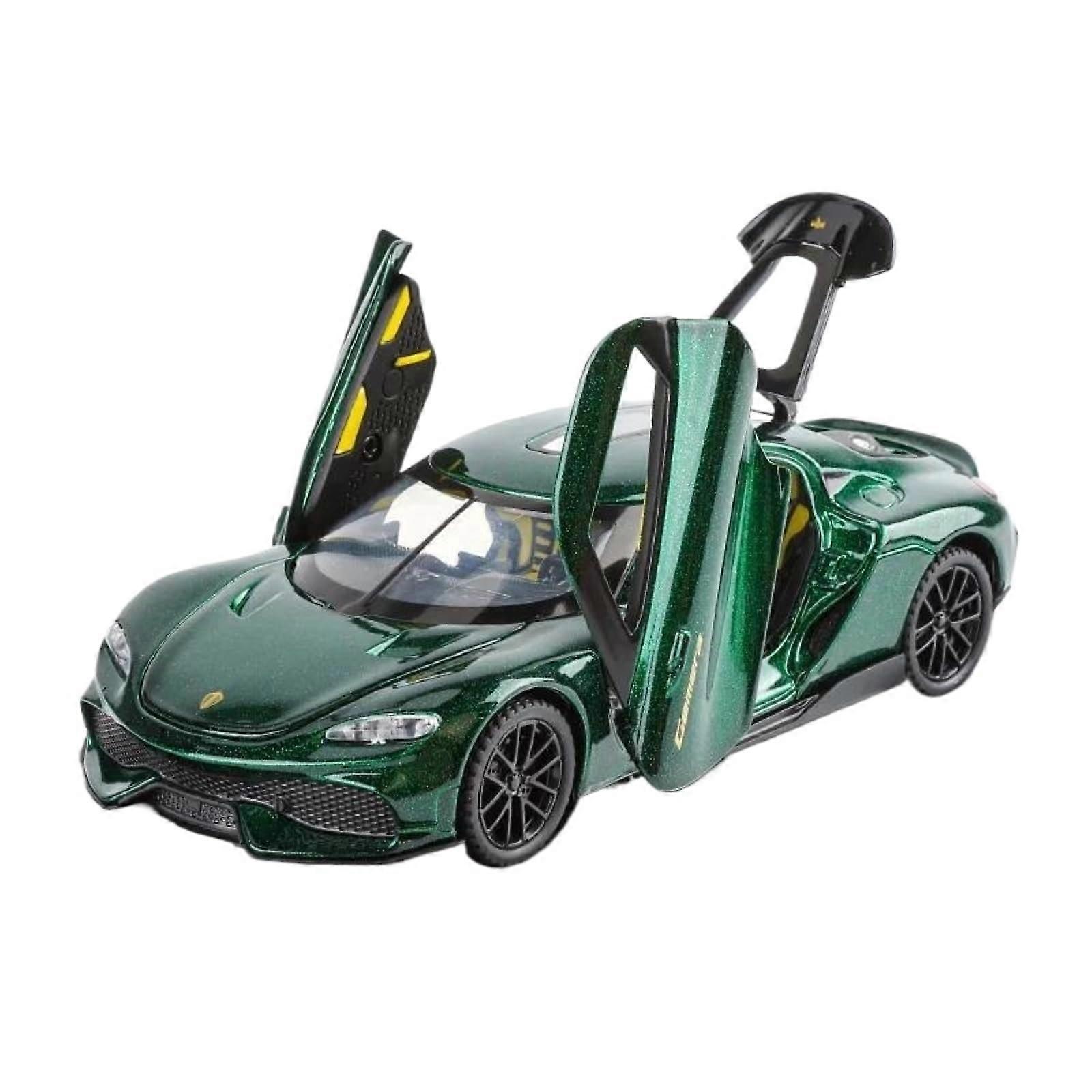 1:32 Scale Model Car of Porsche Gemini GT Alloy Super Sports Car, Imitation of a Real Car Model with Sound and Light, Finished Model Car (Green)