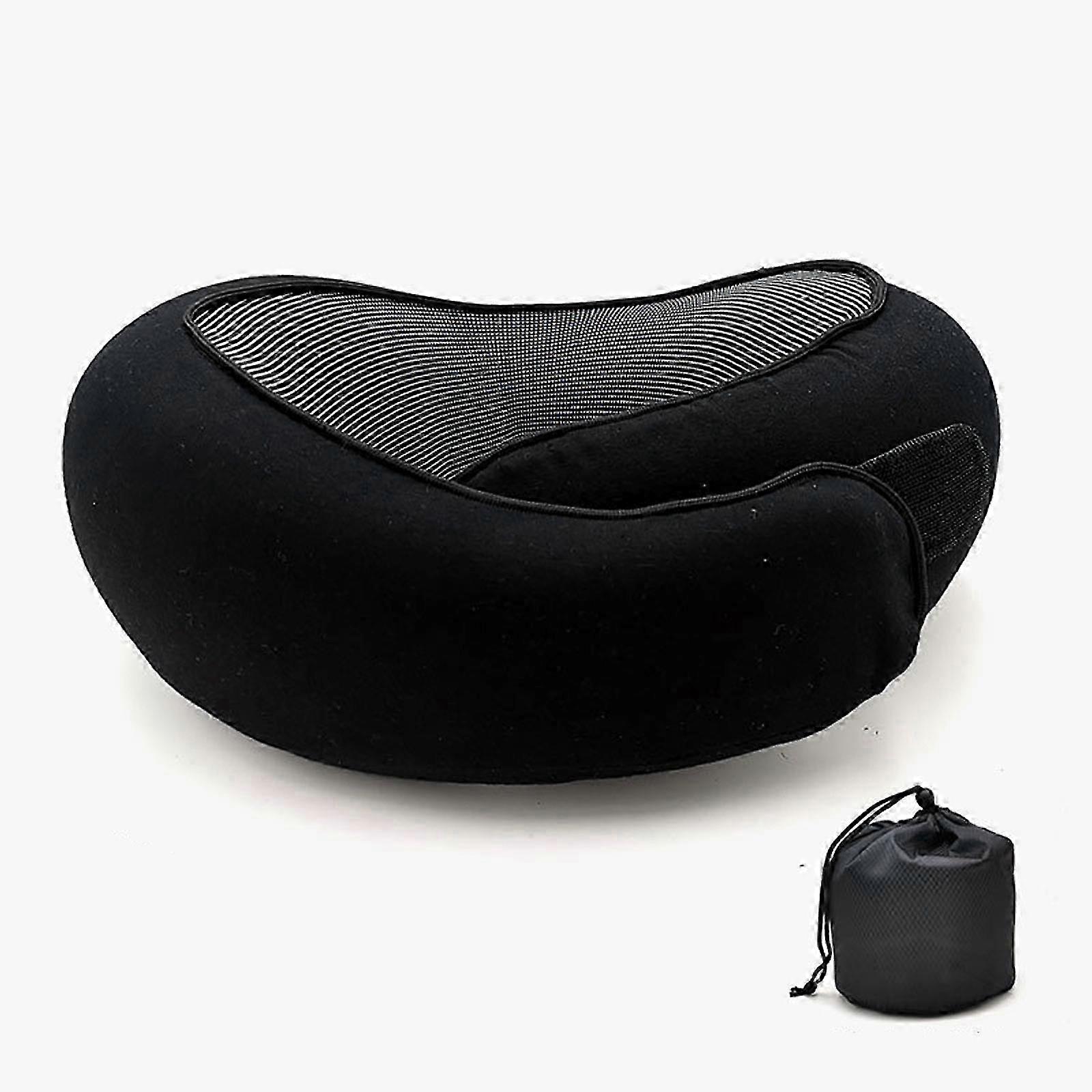 Memory Foam Neck Pillow for Airplane Travel Sleeping Support Lightweight Compact Carry