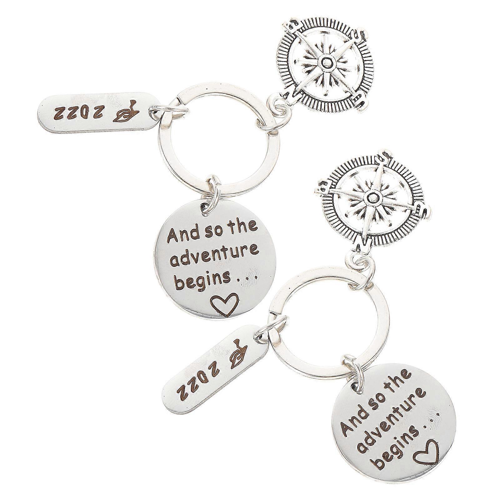 Graduation Season Keychain With Cap Shape Design For Classmates 2.5CM Silver 2Pcs Commemorative Significance
