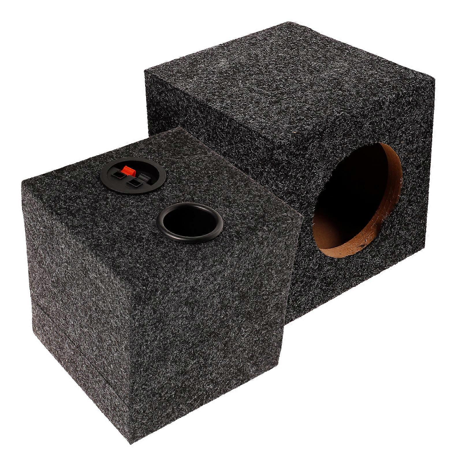 Sealed Carpeted Subwoofer Enclosure for Home Use Black Wood and Sponge Construction 1 Pair