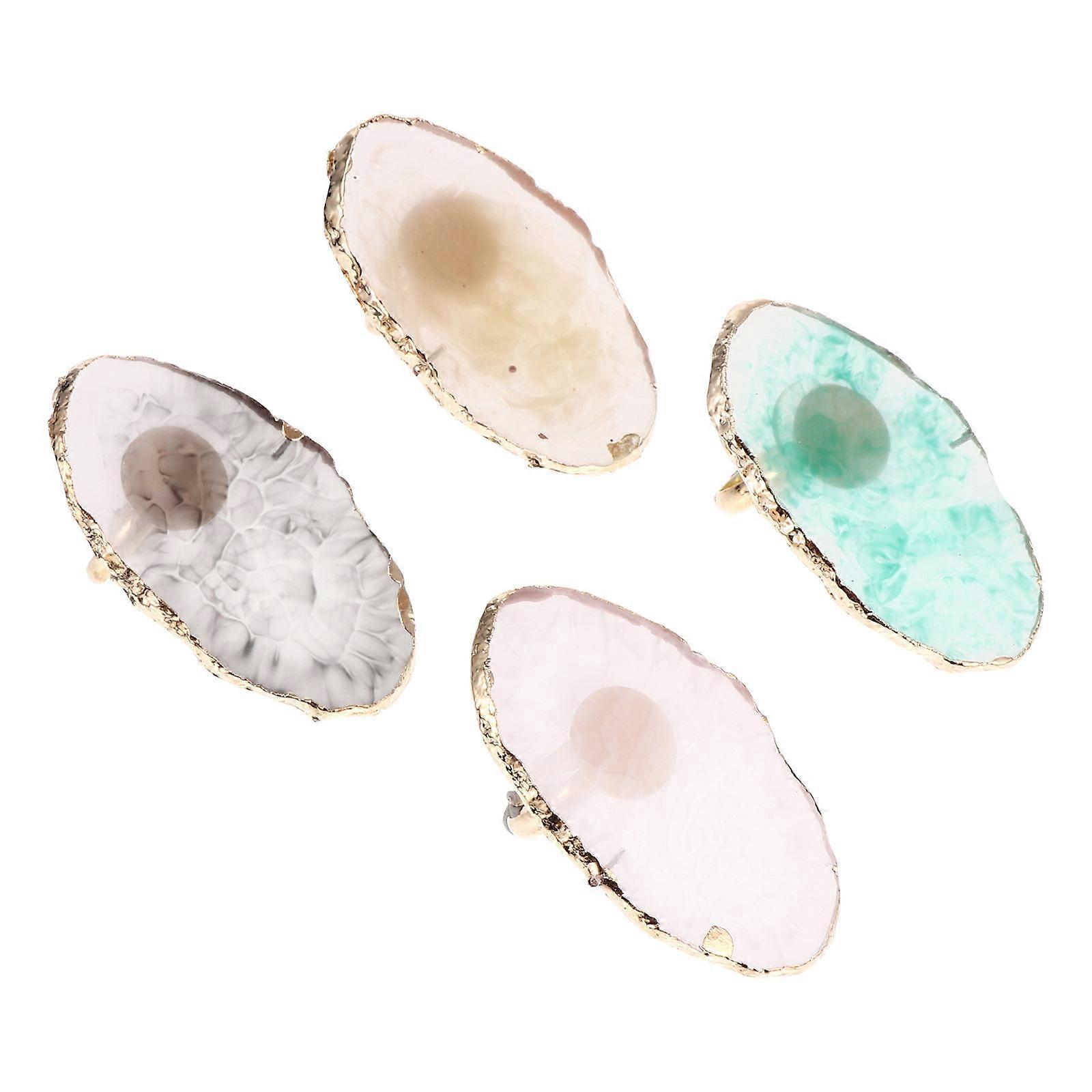 4pcs Nail Art Resin Agate Mixing Palette for Manicure Creative Unique Shape, Ideal for Nail Polish Display and Professional Use