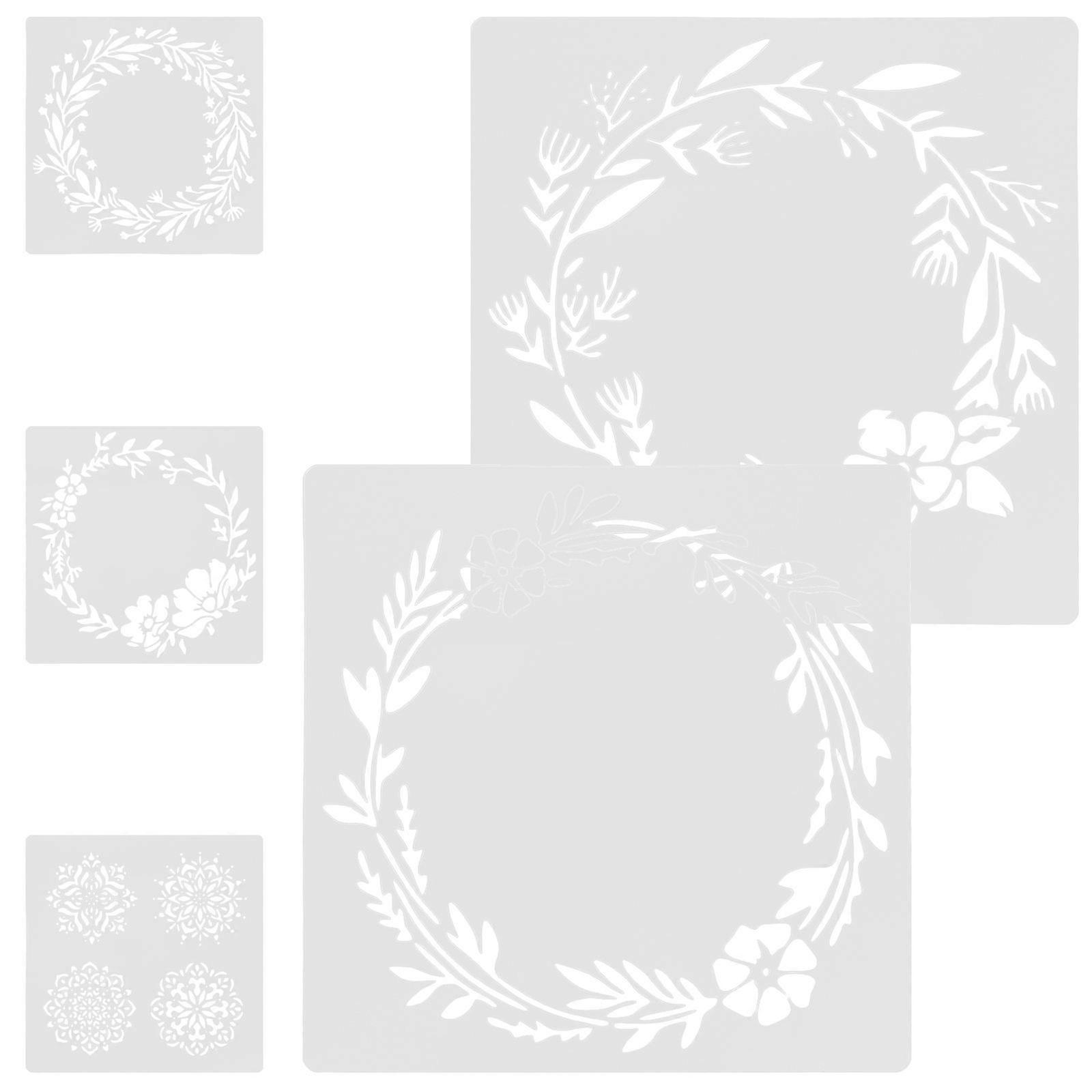 5Pack Art Stencils Reusable Drawing Templates for Teens 30x30cm White Crafting Tools for Scrapbooking