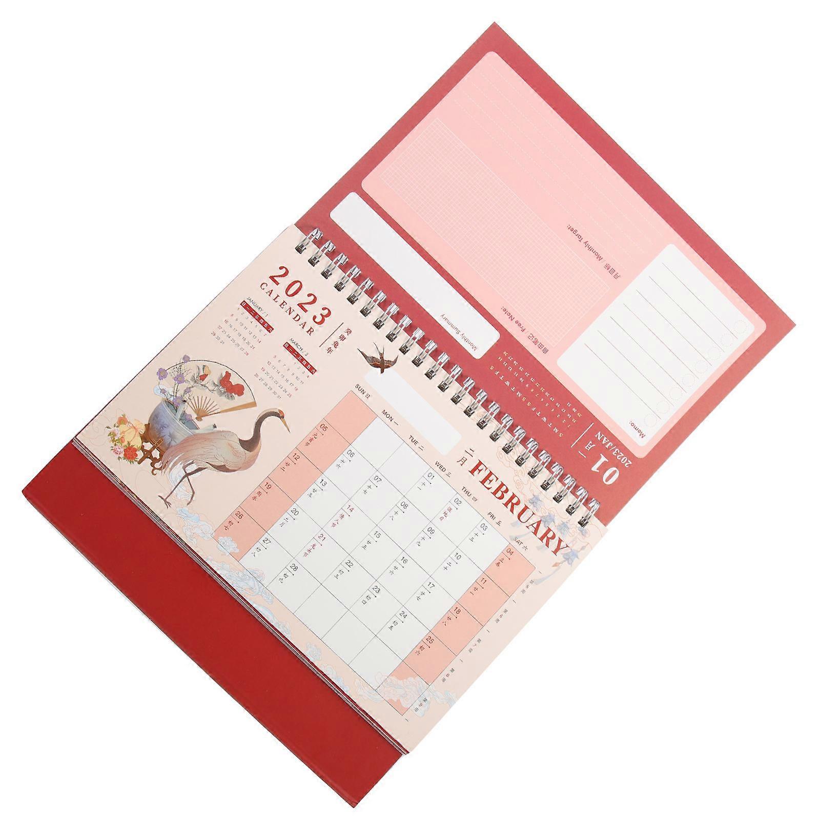 Cute Desk Calendar for Friends and Family Featuring Simple Design and Time Management in Red Rectangular Shape - 1Pcs