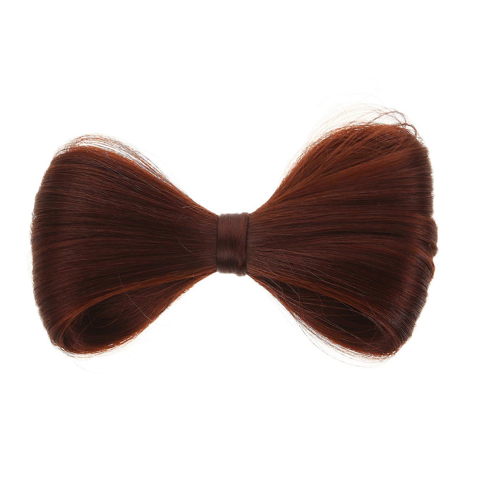 Brown Decorative Hairpiece with Realistic Curly Bun Made of High Temperature Fiber and Zinc Alloy for Women