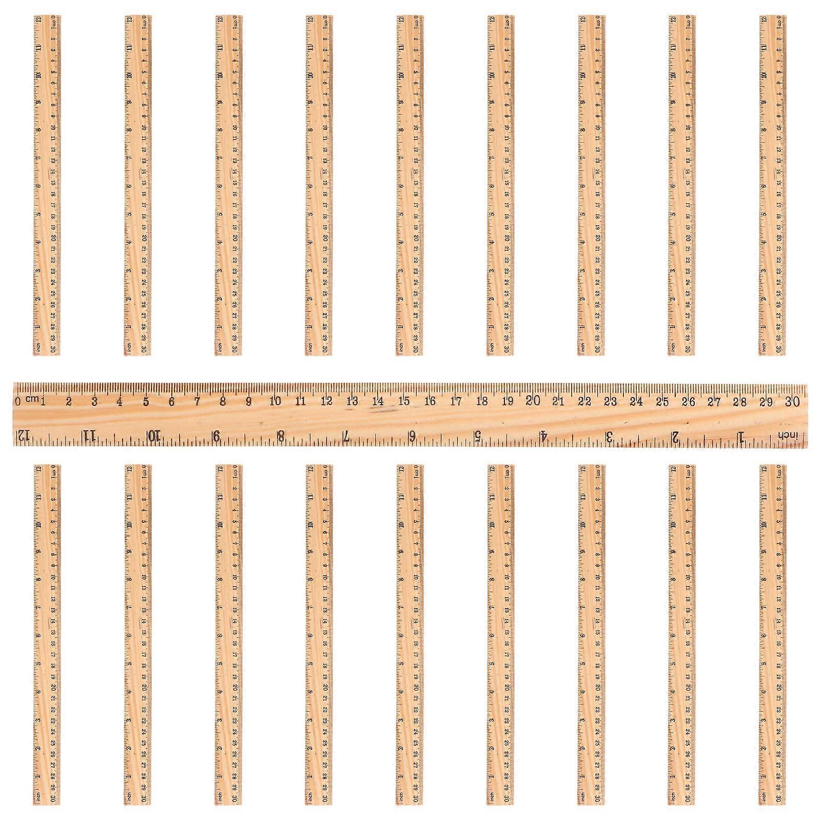 Multi-Function Wooden Ruler 20Pack For Artists 31.00X2.50X0.30cm Lightweight Measuring Accessory