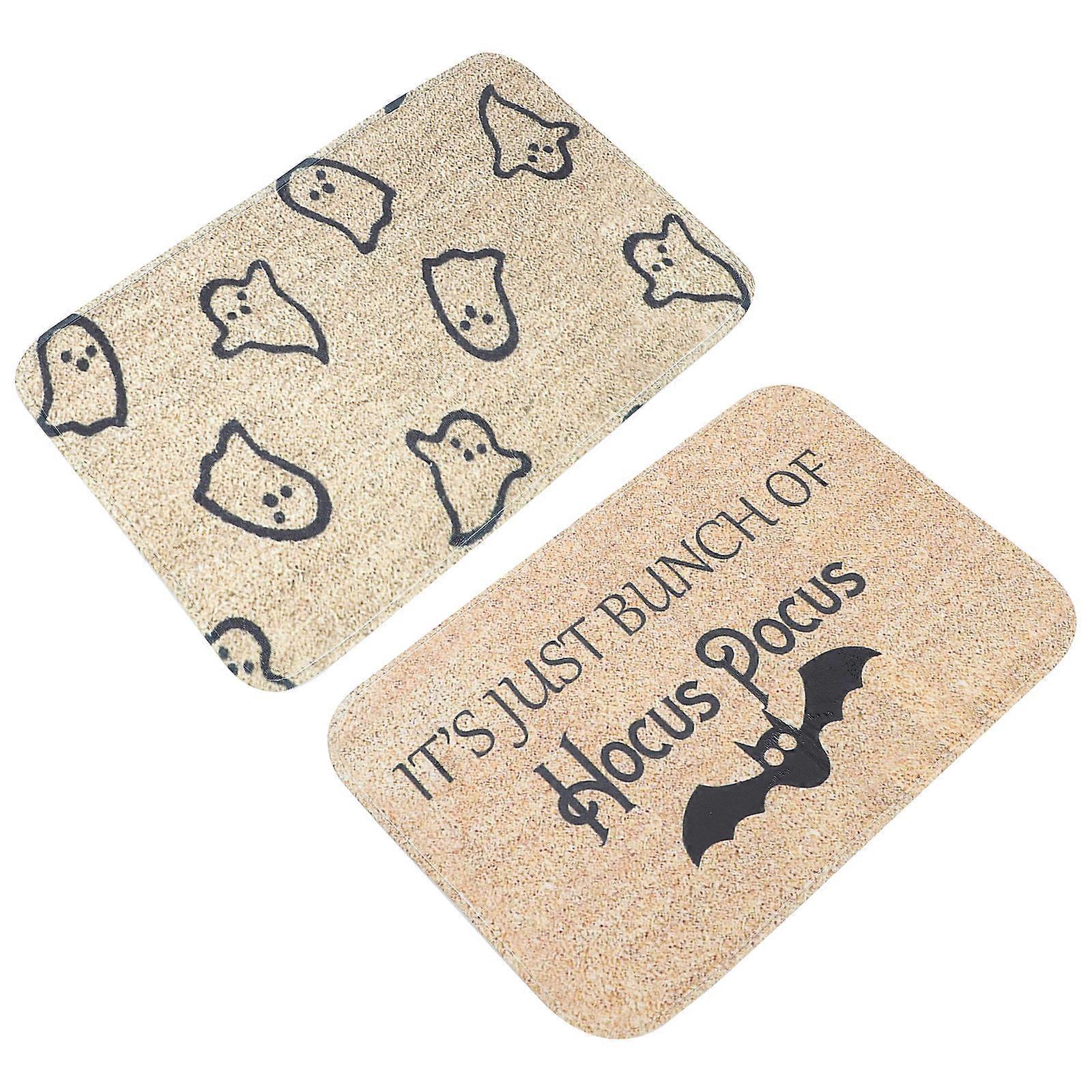 Halloween Doormat 2Pcs Dirt And Dust Trapping Multi Polyester For Indoor Hallway And Entryway