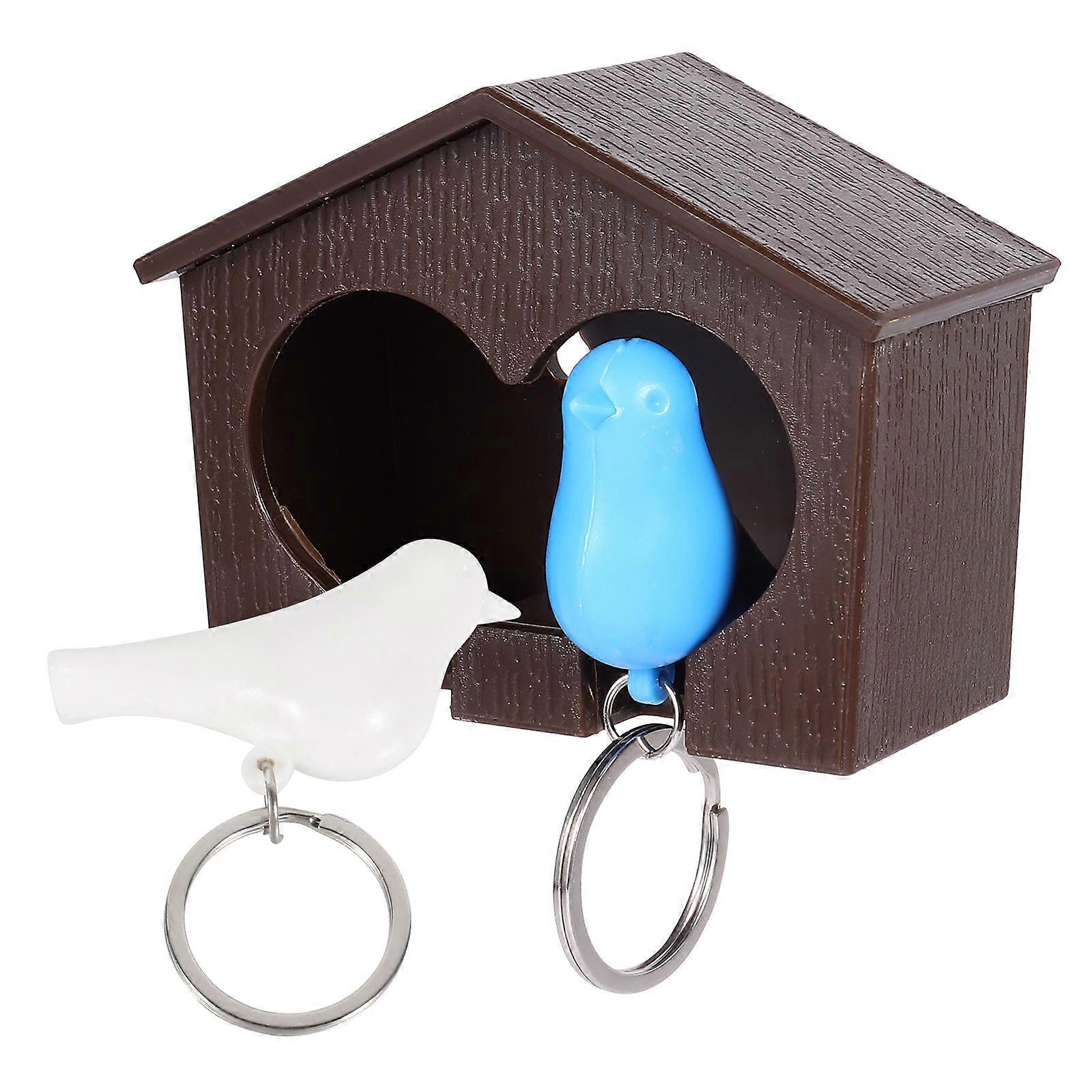 Birdhouse Shape Key Ring Holder Organizer For Home Use Dormitory Decoration 1 Set Coffee Plastic