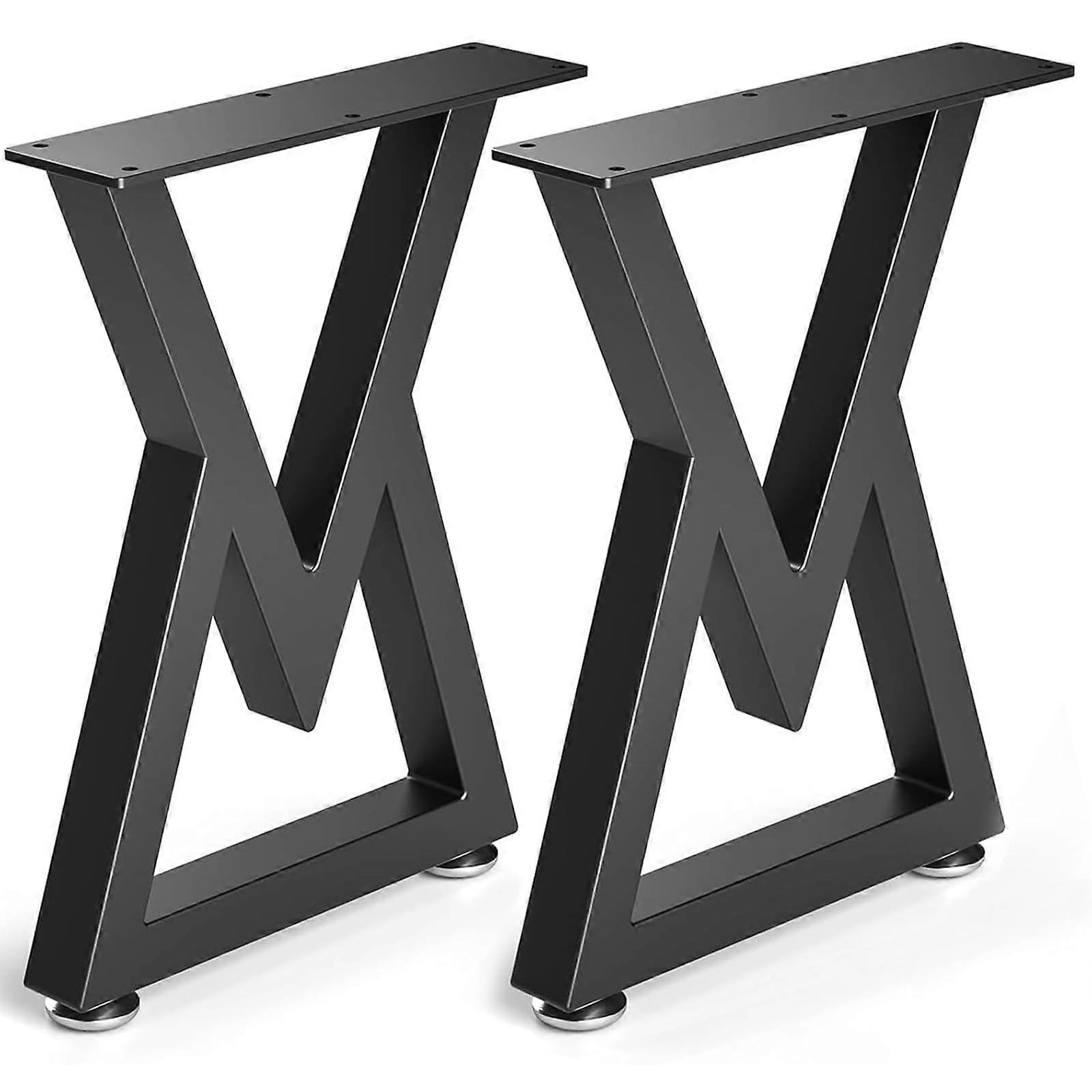 VShape Table Legs, Metal Frame, Black, Robust (H40xW30cm, Pack of 2)