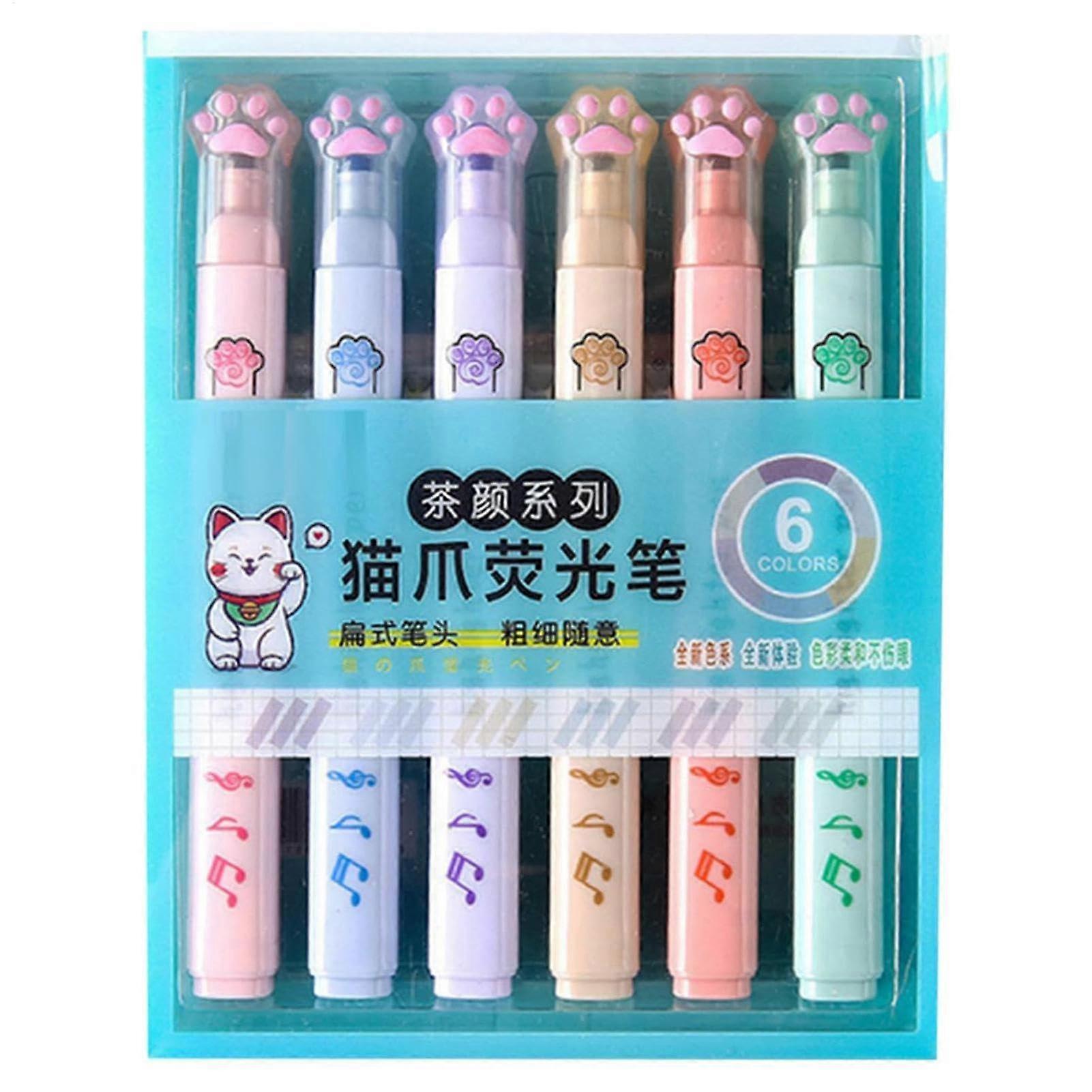 Fluorescent Textmarker Double-Ended Soft Marker Set with Anti-Slip Grip, Calligraphy Artist Pens in Various Colors