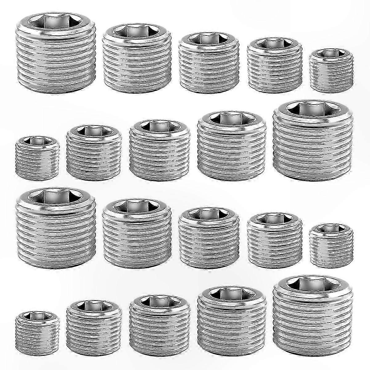 Kit Combo Acessórios Pipe Plug, 1/8 polegadas 1/4 polegadas 3/8 polegadas 1/2 polegadas 3/4 polegadas NPT macho hexagonal th
