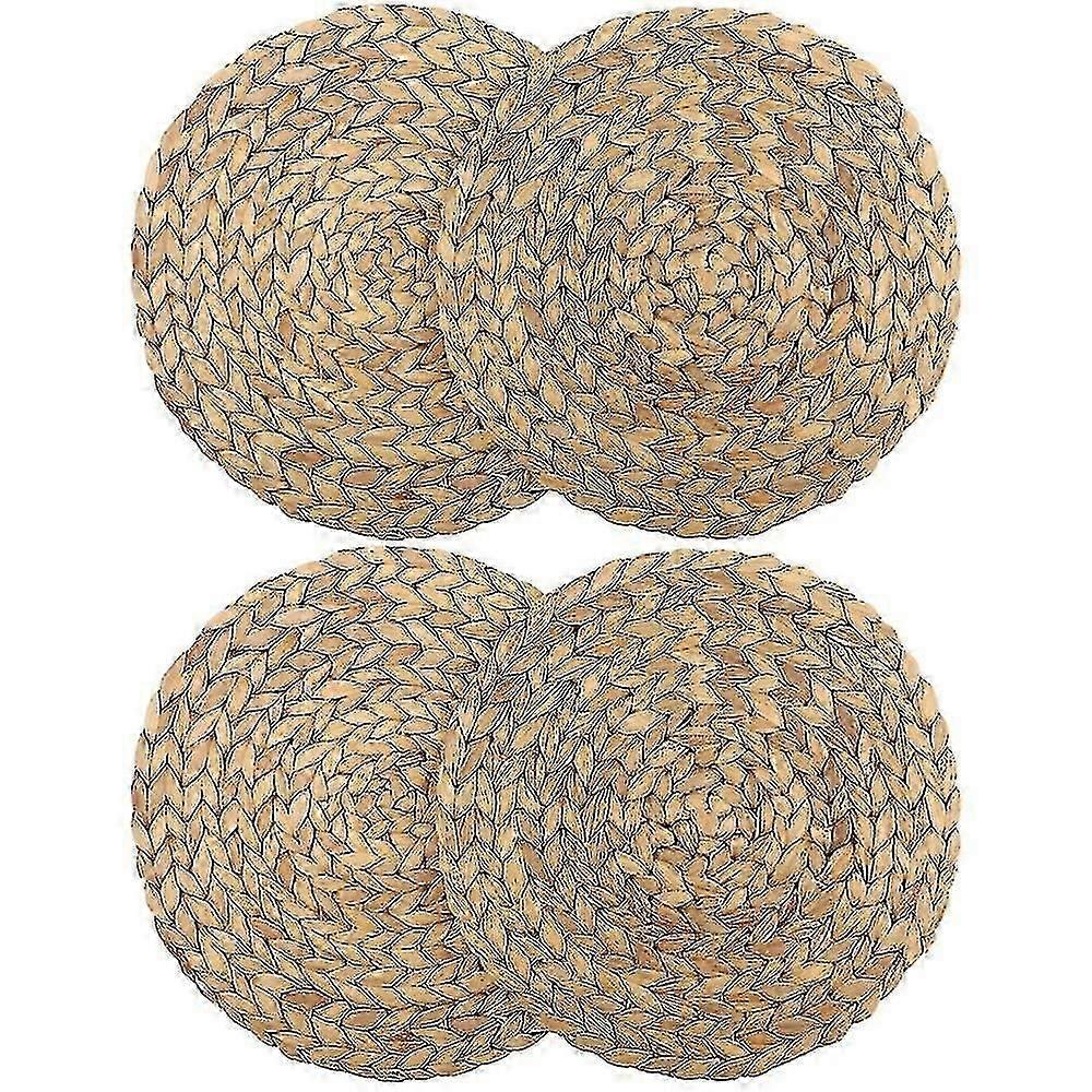 Round Woven Place Mat - 30cm Straw Insulator for Dining Table Decor