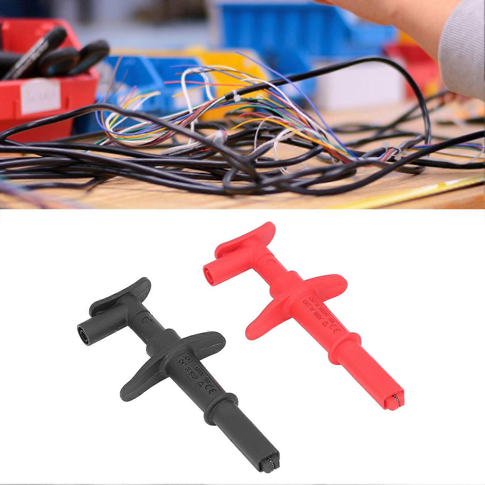 1 Pair Test Hook Clip Crocodile Clamp Red Black Accessory Set Kit for Electronic Testing