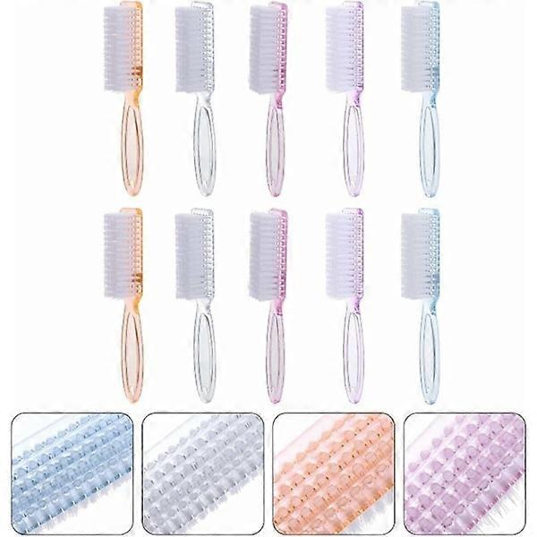 Colored long-handled nail cleaning brushes (10 pieces)