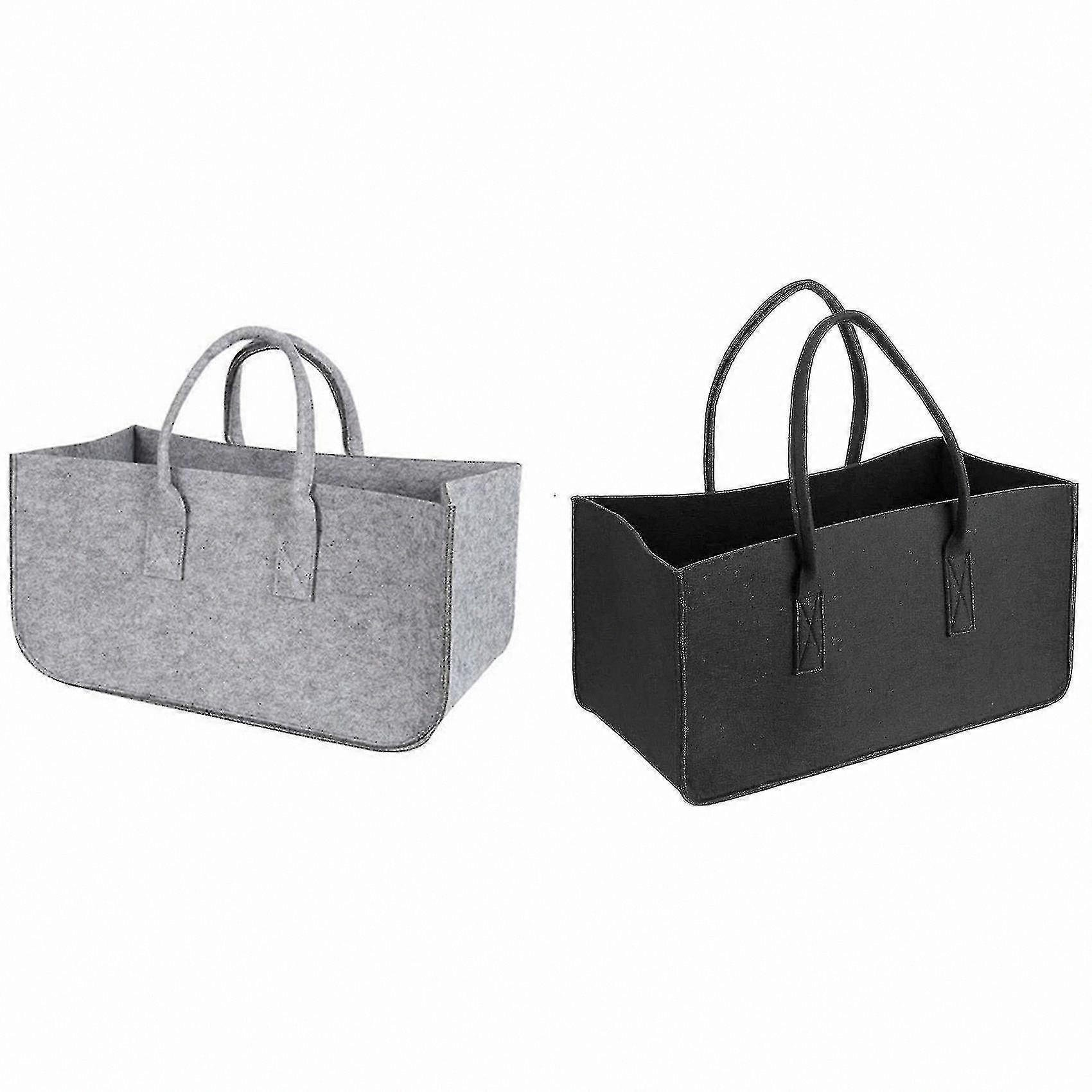 Foldable Felt Fireplace Log Carrier and Magazine Rack, Durable Wood Storage Bag with Handles