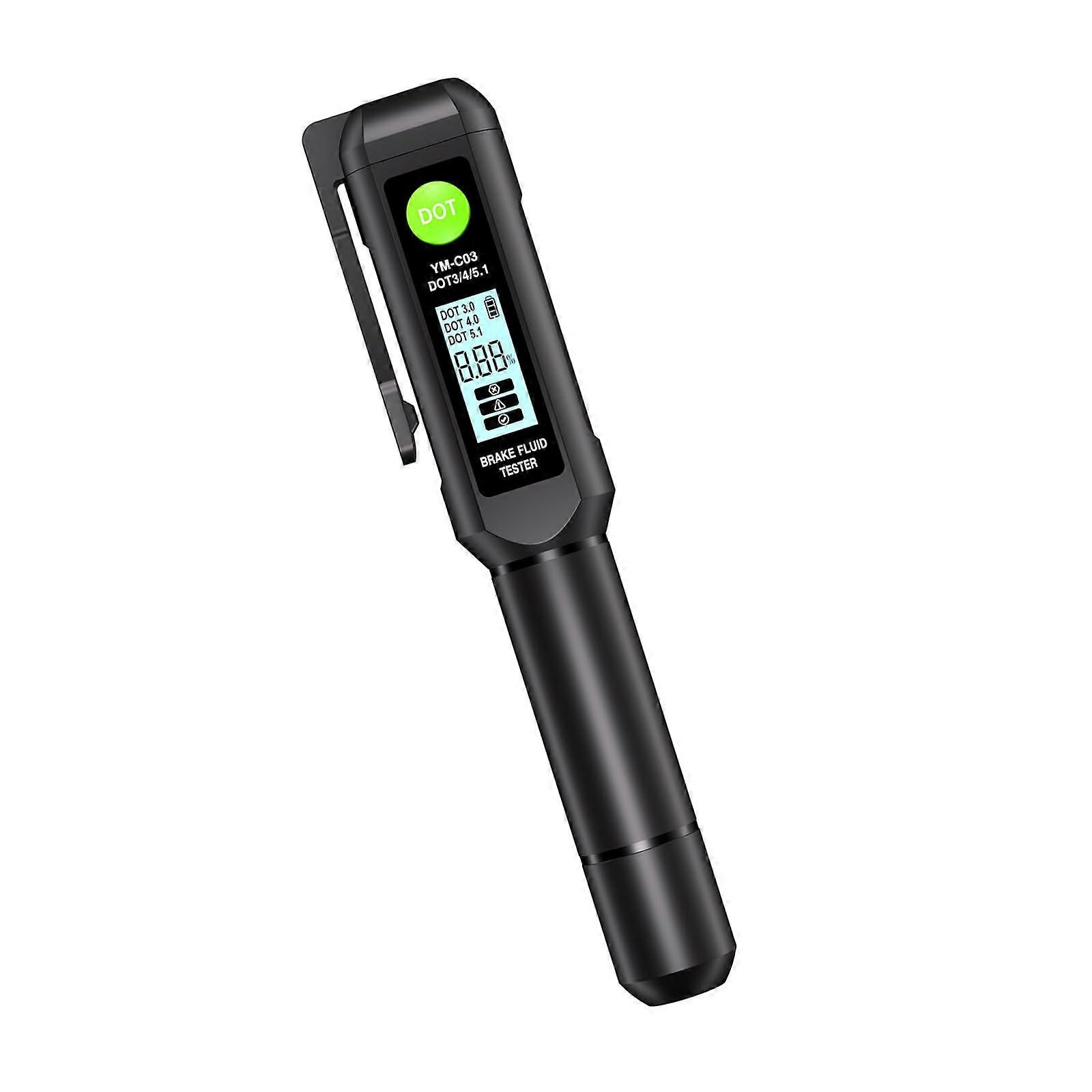Brake Fluid Tester, Digital DOT3/DOT4, Automatic Liquid Detection, LED Indicators, Waterproof Black