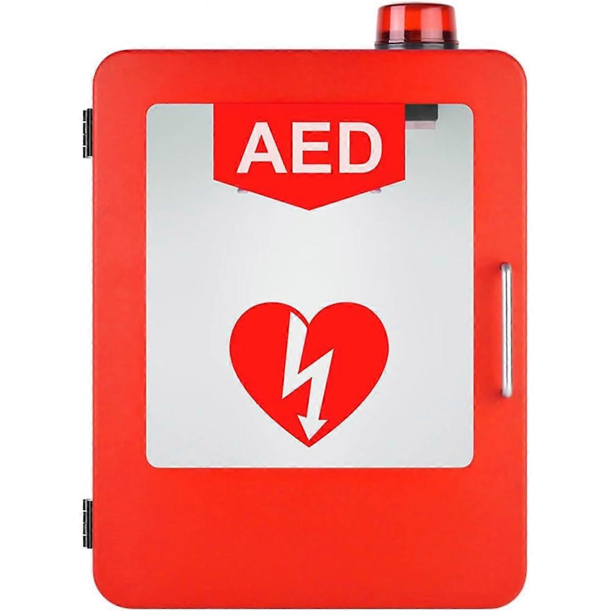 Wall-Mounted AED Defibrillator Storage Cabinet With Light And Alarm, Adjustable Partition, Fits Most Defibrillator Models