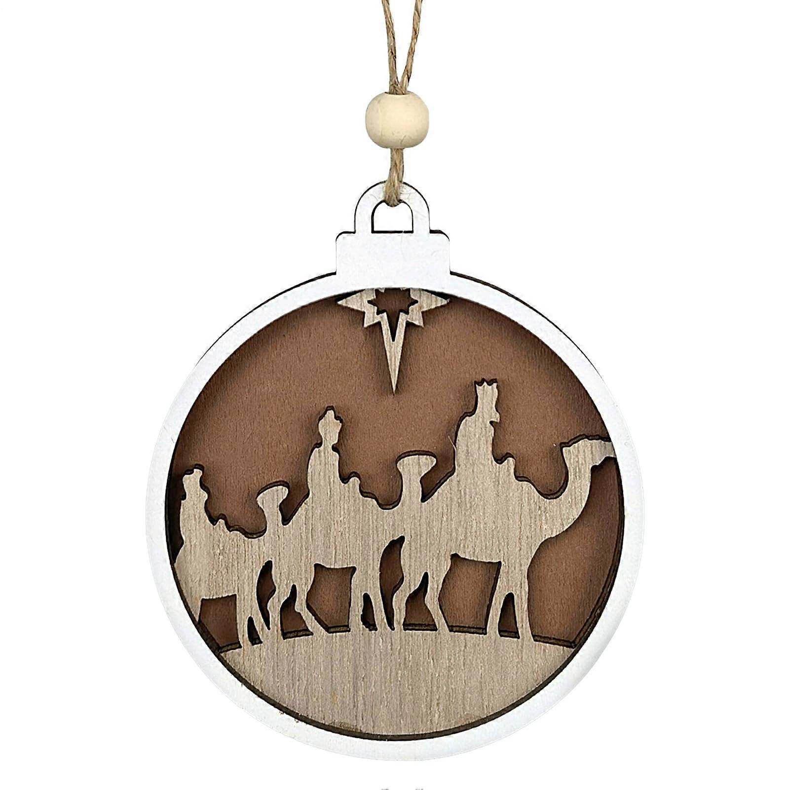 Carved Holy Scene Ornament Jesus Birth Commemoration Decor, Nativity Christmas Hanger
