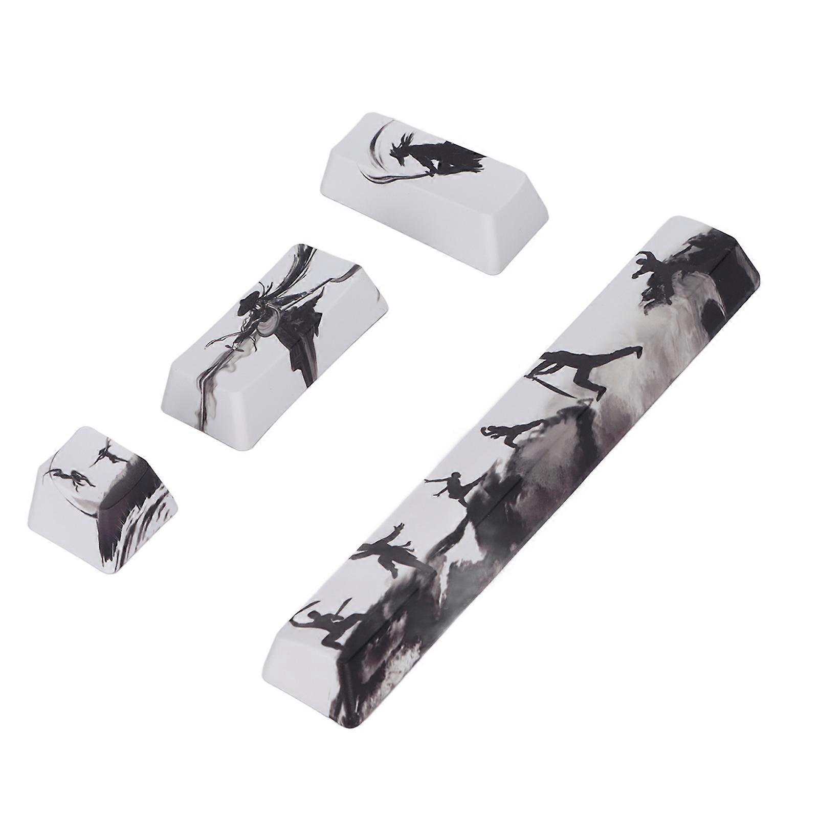 4Pcs Custom Keycaps Comfortable Feel Color Lasting Cartoon Pattern DIY PTB Keycaps for Mechanical Keyboards