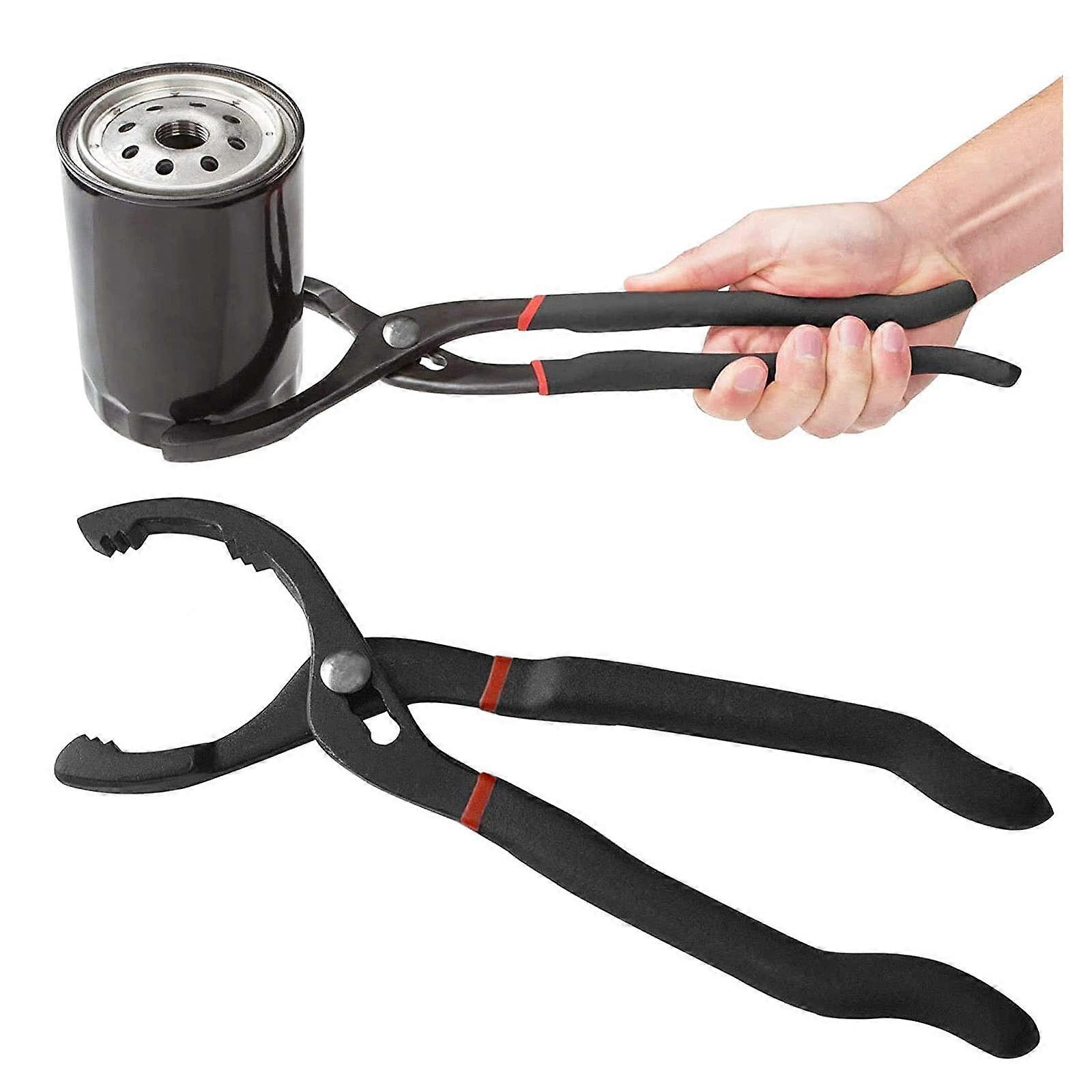 Oil Filter Pliers Adjustable with NonSlip Handle 55mm to 120mm Black