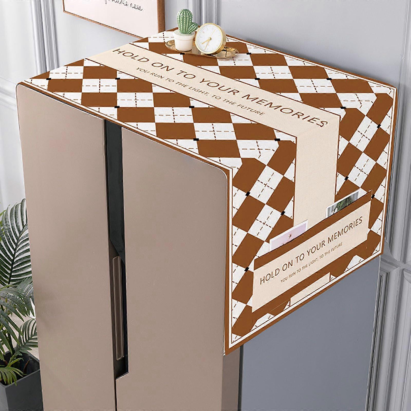 Refrigerator Dust Cover with Storage Pockets, Washing Machine and Microwave Protector, F Style 60x150cm