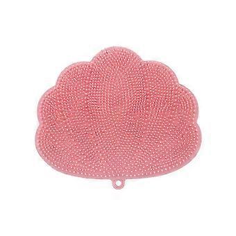 Freihändiger Rückenschrubber für die Dusche, Rückenschrubber mit Saugnapf für die Dusche, an der Wand montierte Rückenschrubberbürste (Pink)
