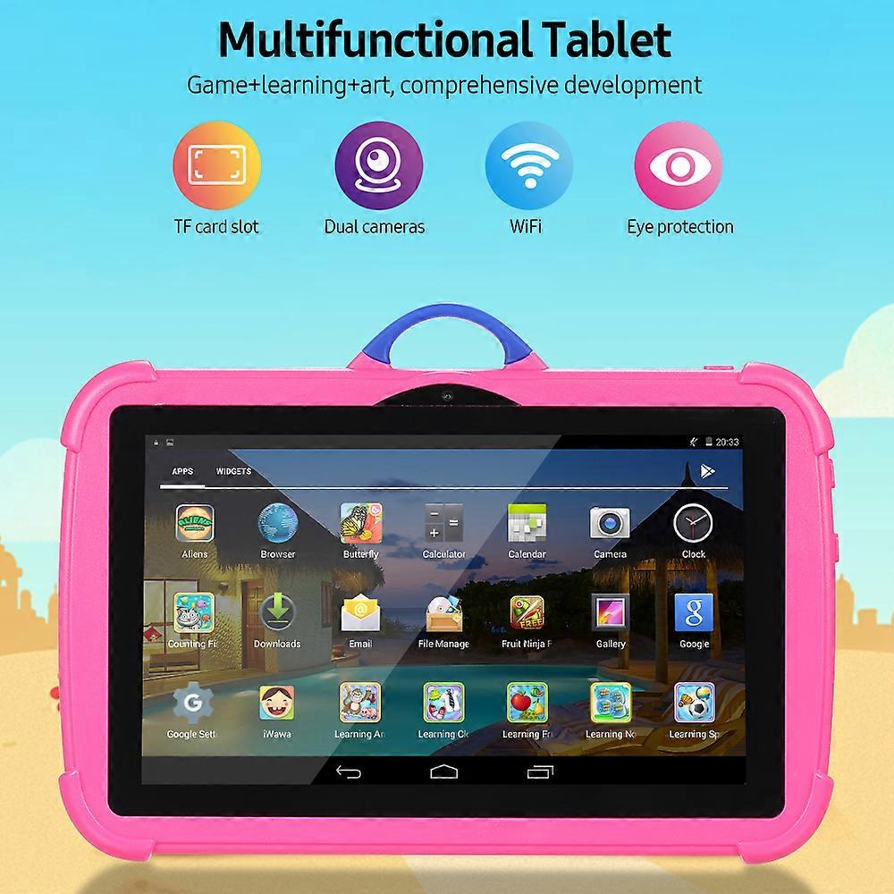 Q8 7 inch Kids Tablet IPS Screen 1024*600 Resolution 1GB+8GB Memory Android 6.0 Support WiFi/BT Connection Blue US Plug