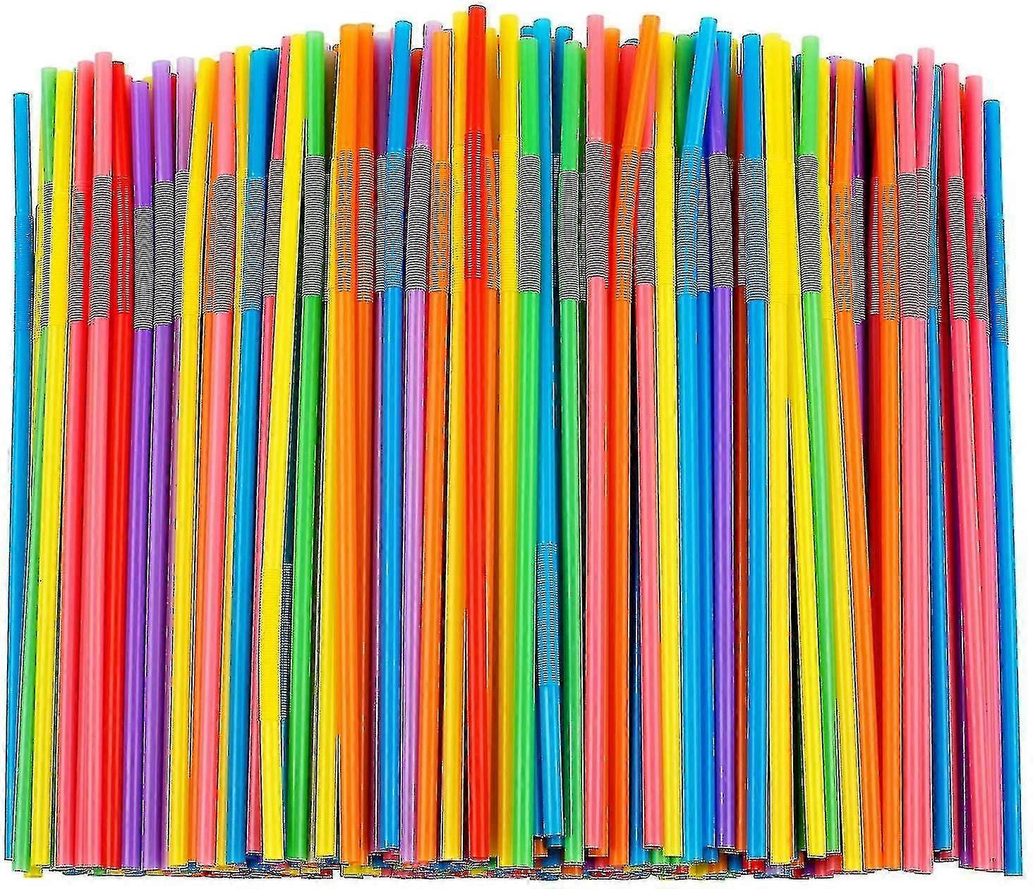 100/500/1000 Pcs Canudos plásticos flexíveis coloridos, canudos de dobra descartáveis sem Bpa