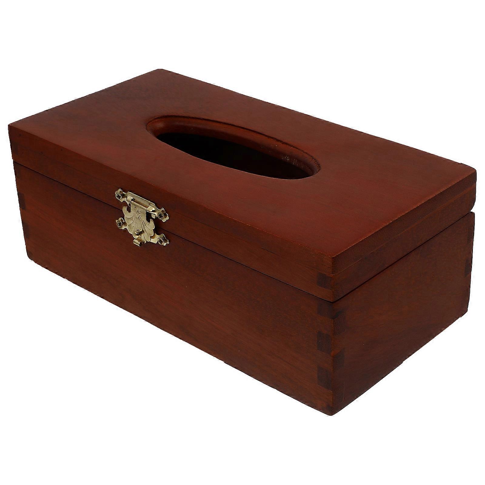 Creative Tissue Box for Car Storage Red Solid Wood Napkin Holder with Strong Capacity 1 Pc