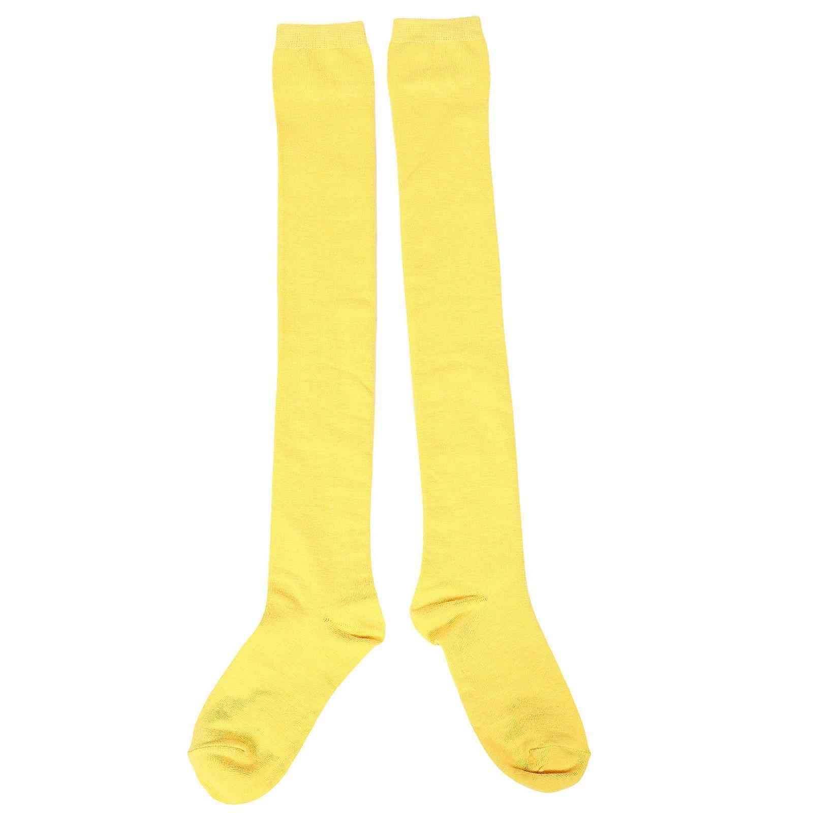 Boot Socks Knee Socks for Cheerleading and Daily Use Yellow Polyester Cotton Comfortable Wear 1 Pair