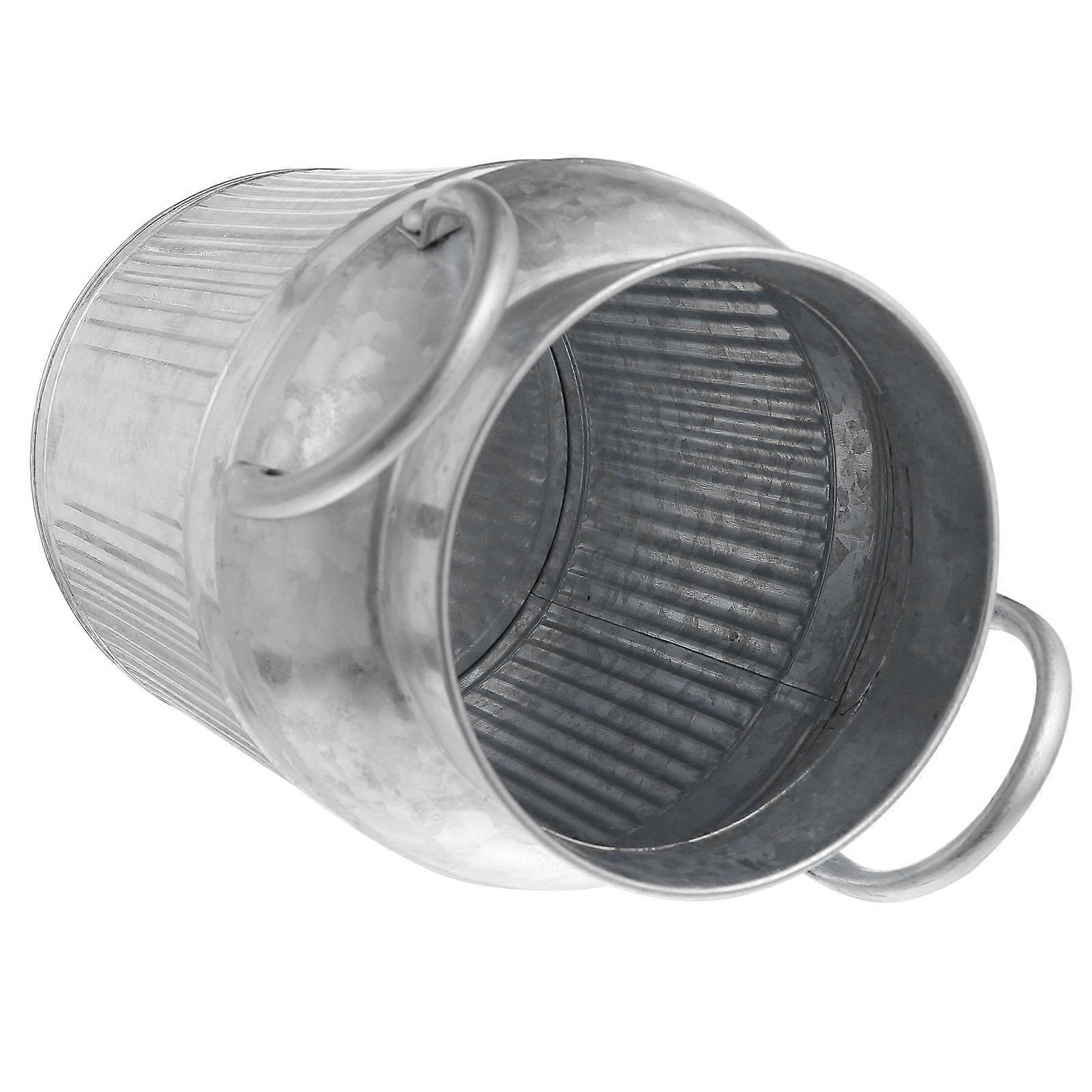 Rustic Metal Vase Flower Pot for Office Decoration Light Grey Iron Material for Flower Arrangement 1Pcs