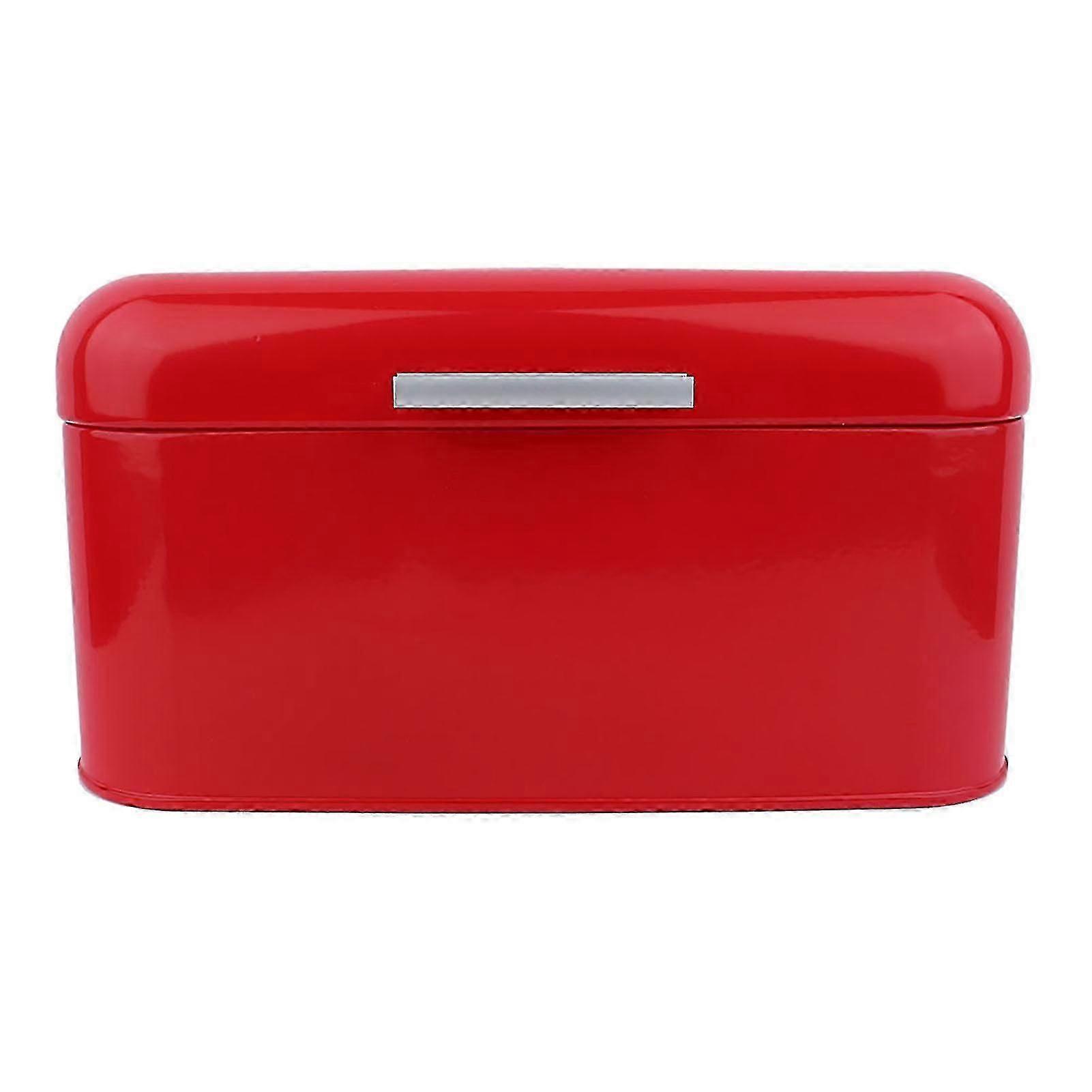 Red Retro Metal Bread Box Large Capacity Kitchen Storage Container