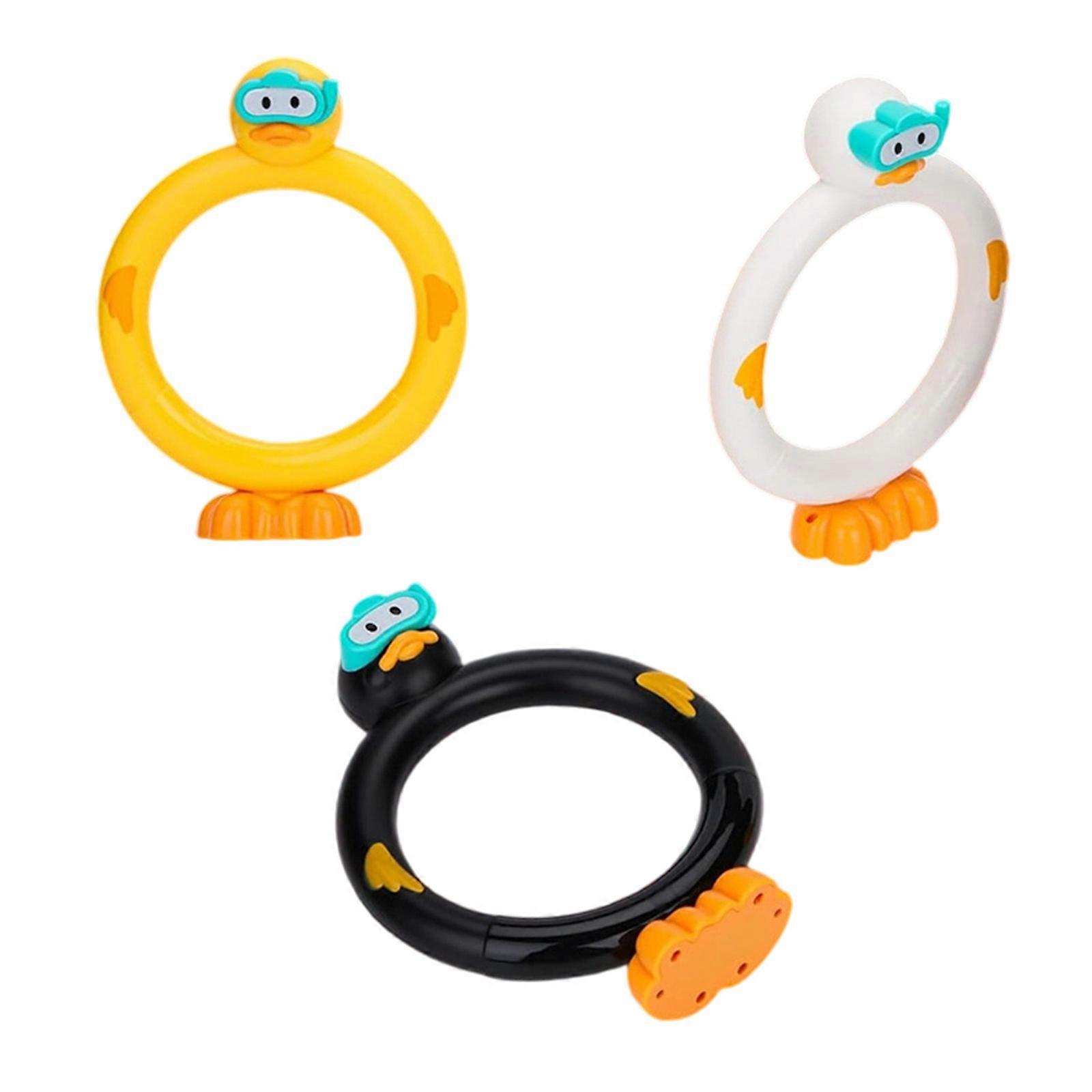 3PCS Cartoon Duck Dive Rings Toy Sinking Pool Toy For Underwater Breath Holding Training And Swimming Skill Development Multicolor